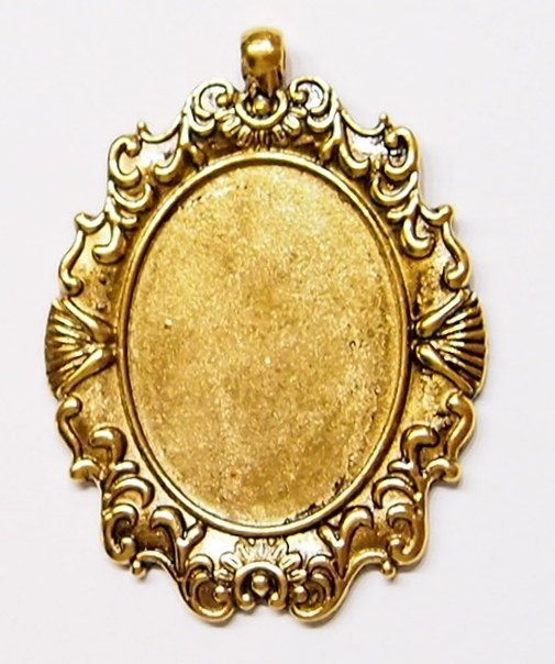 4 of 40x30mm Antique Gold Victorian Art Deco Renaissance Fan Pendant Settings