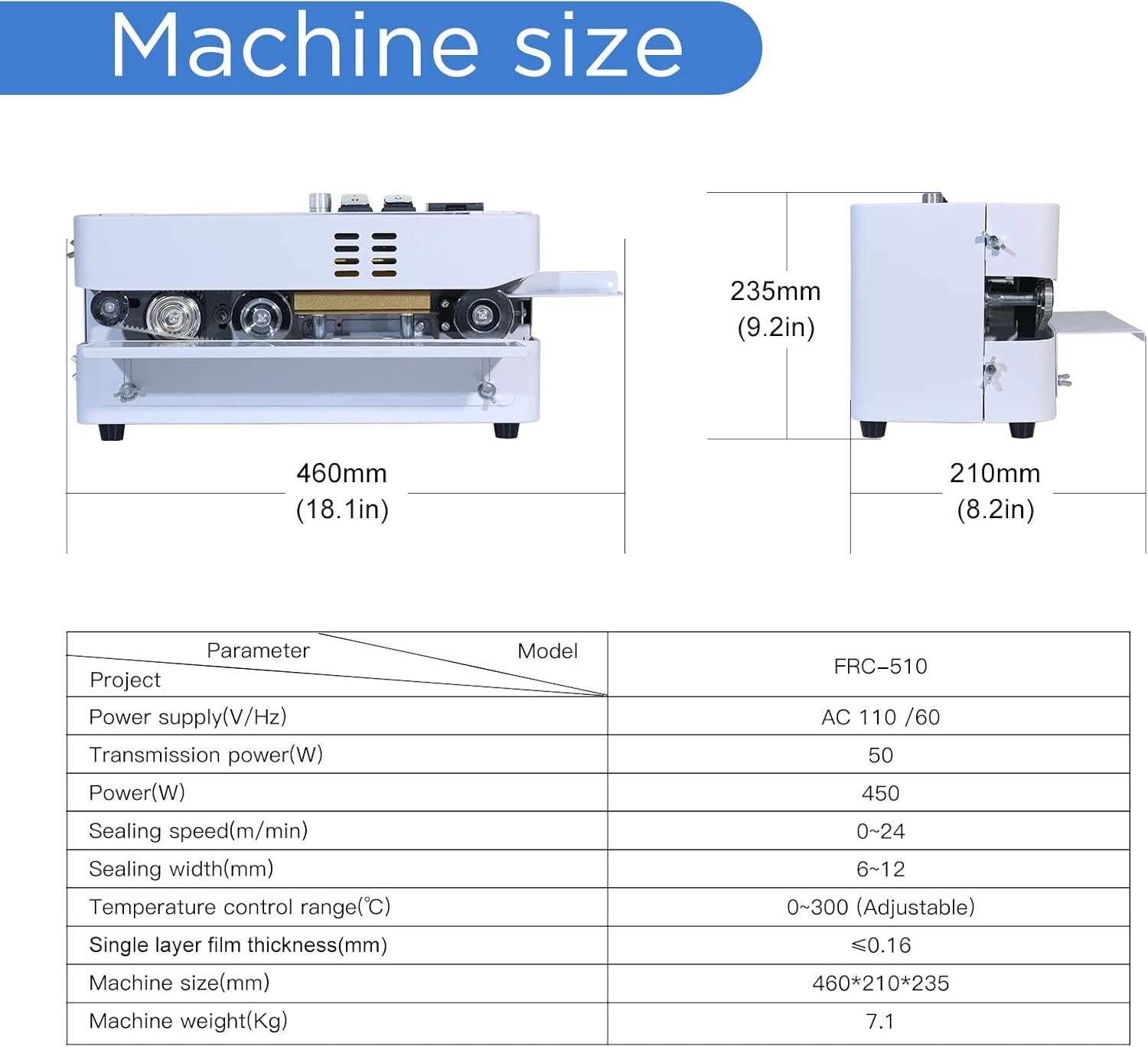 Automatic Continuous Bag Band Sealing Machine, Digital Temp Control