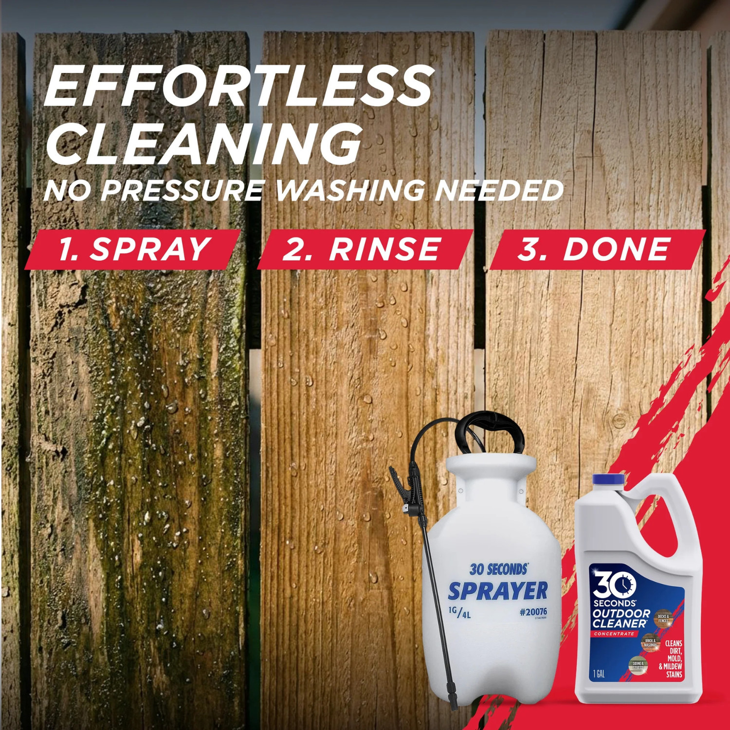 2pk 30 SECONDS 1-gal Mold and Mildew Stain Remover Concentrated Outdoor Cleaner