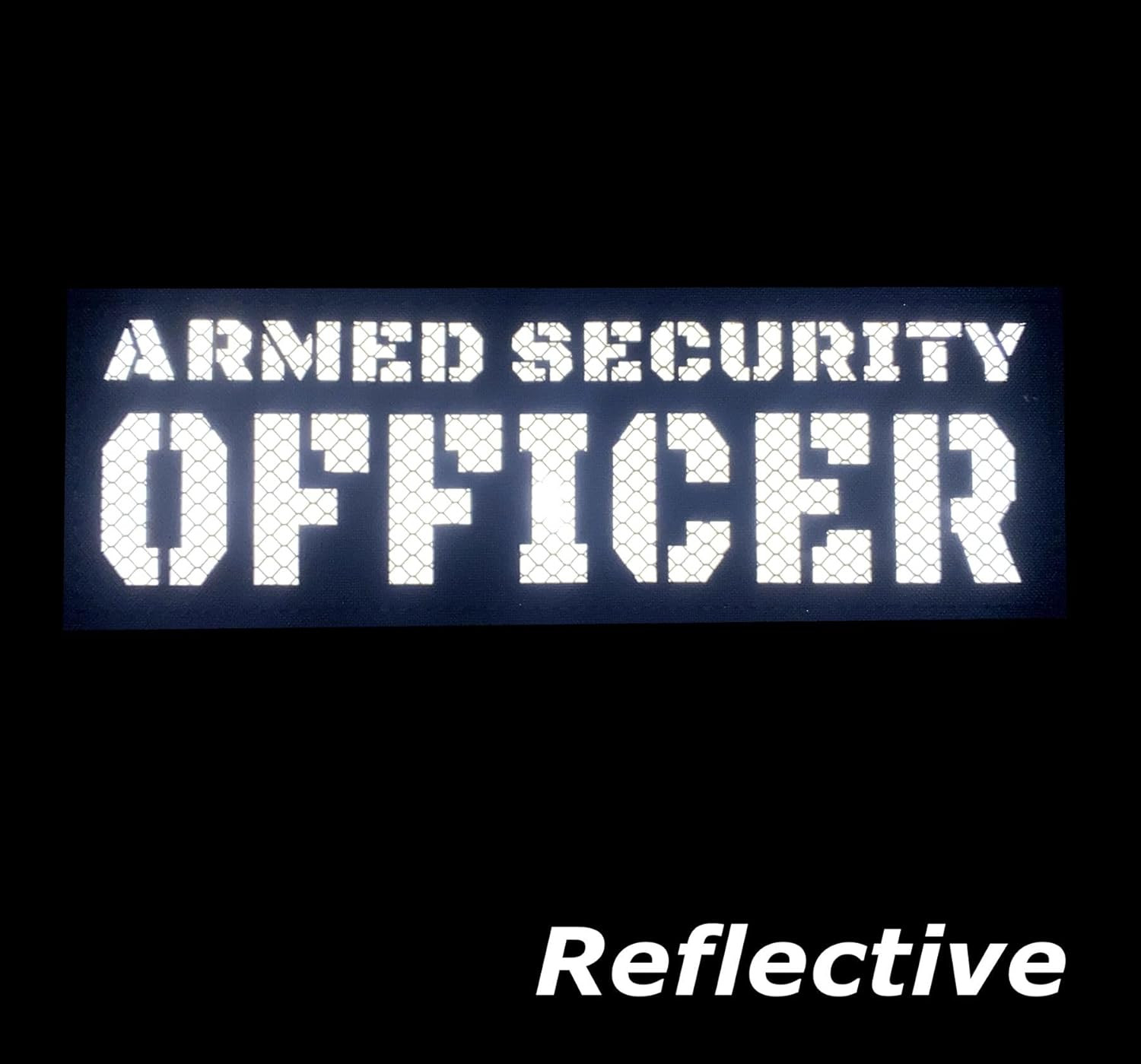 Reflective Security Officer Patch - Hook and Loop, Laser Cut (Black/White)