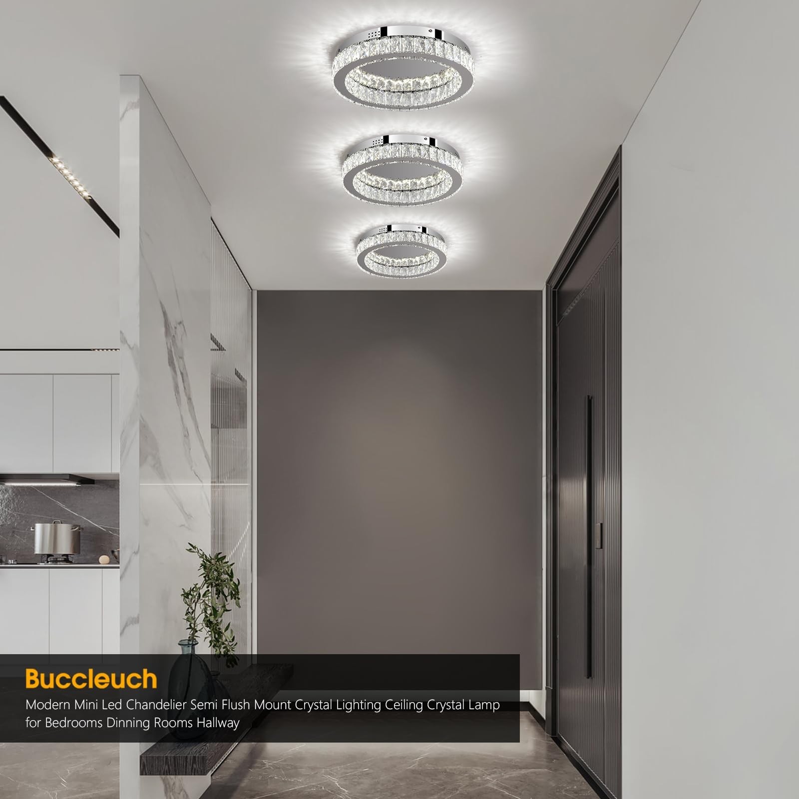 Buccleuch Mini Crystal Chandelier, 16.5" LED Flush Mount Ceiling Light, UL-Ce...
