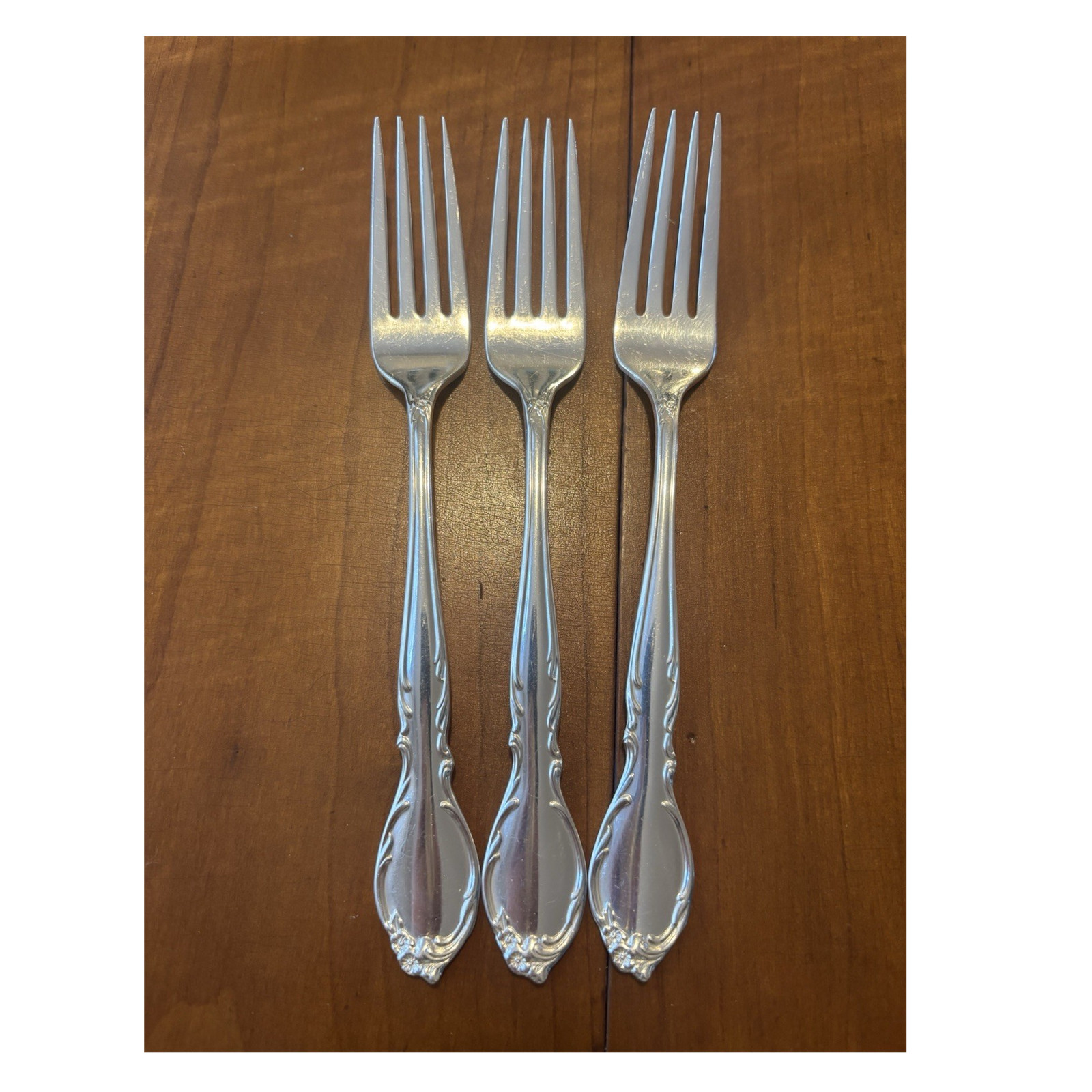 Vintage Wm. Rogers Silverplate Dinner Fork Set of 3, Moonlight pattern