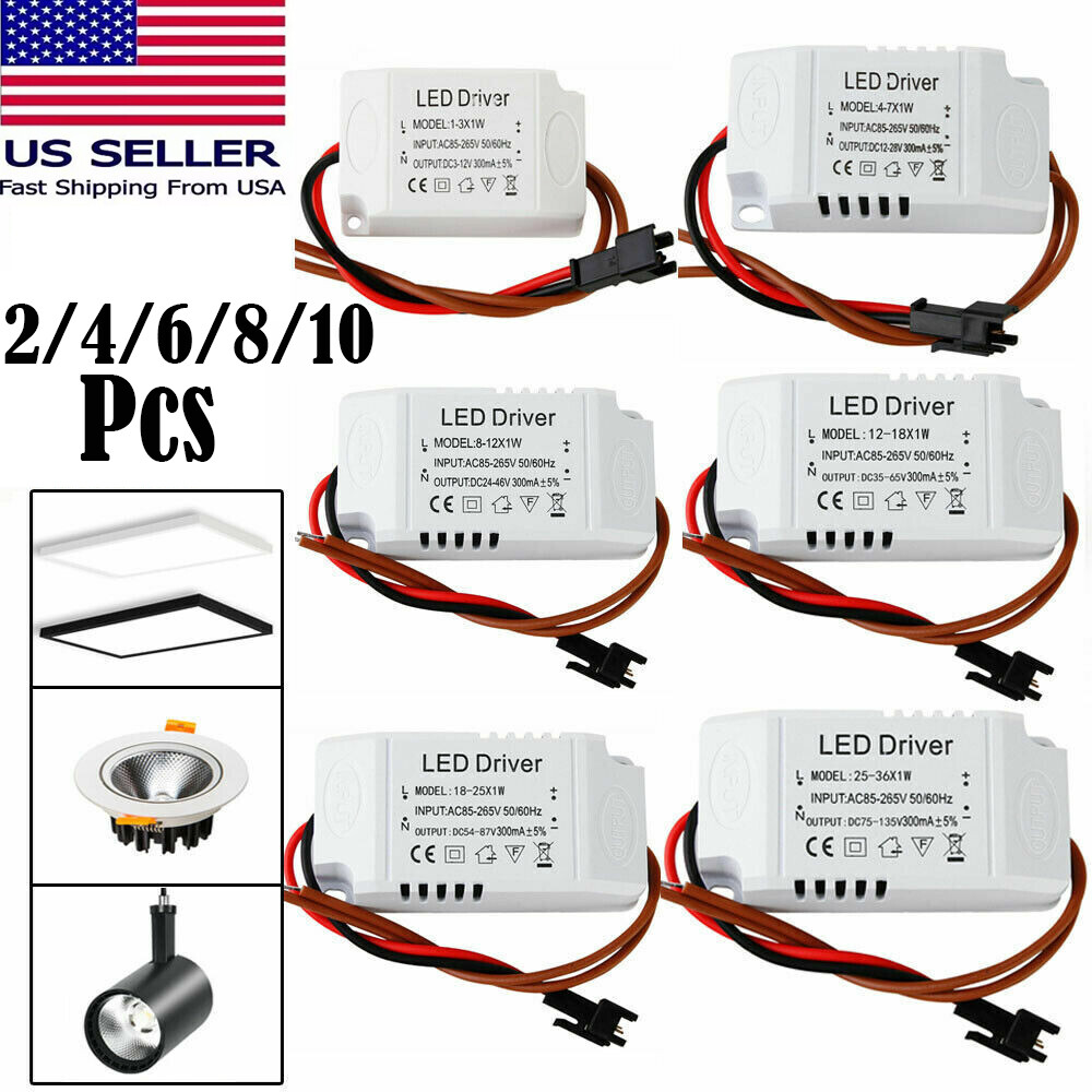 2-10x 3W 12W 18W 36w LED Driver Power Supply Transformer AC 110V 220V DC 12V 24V