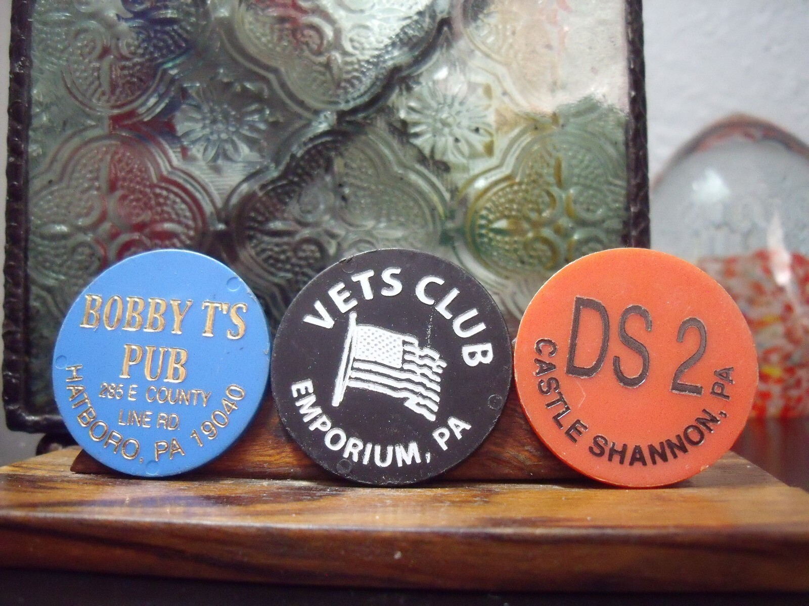 3 PENNSYLVANIA DRINK TOKENS: BOBBY T'S HATSBORO-VETS CLUB EMPORIUM & DS2 CASTLE