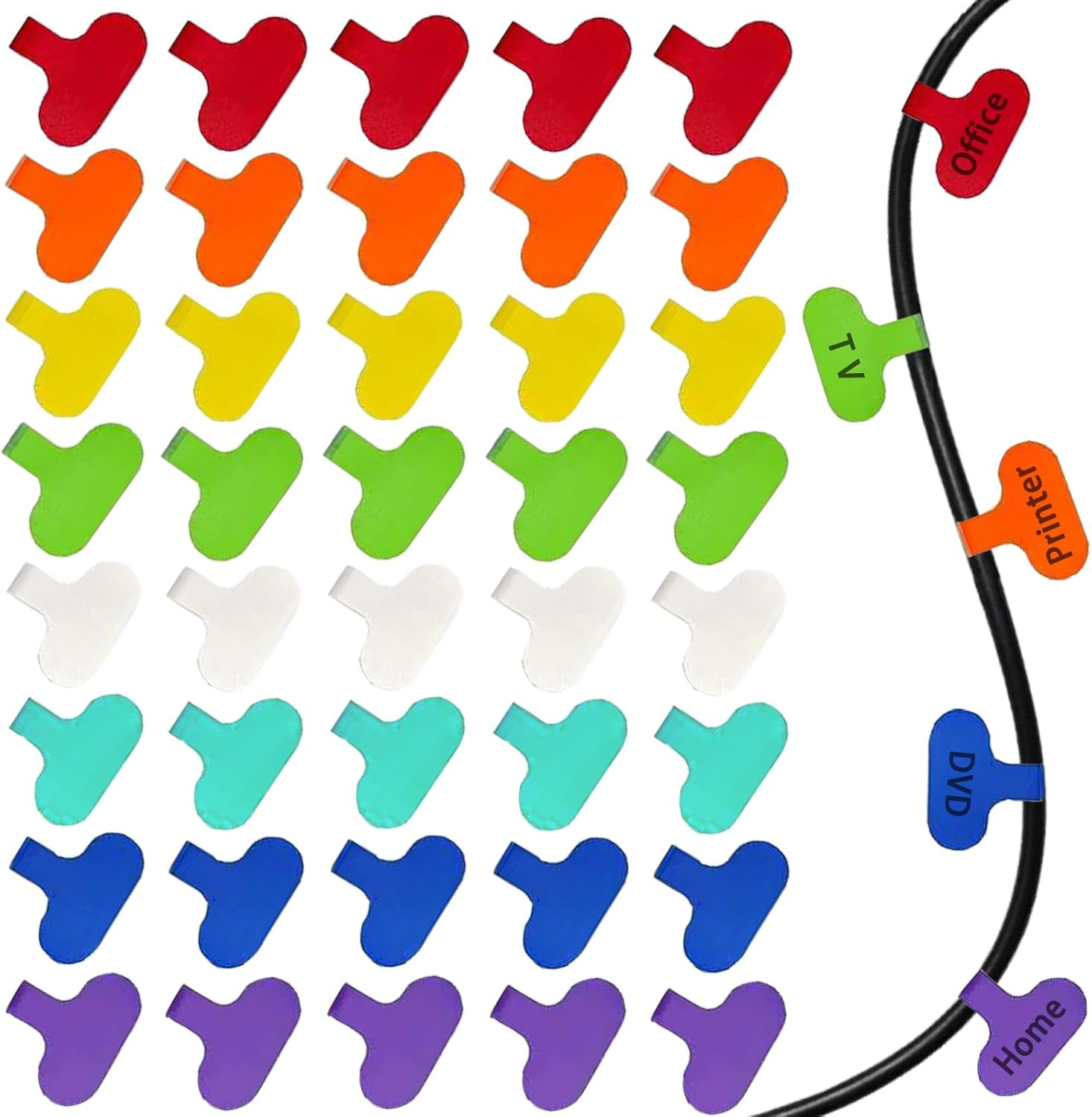 40 Pcs Multi Color Cable Labels, Oval Wire Labels for Electronics, Computer & In