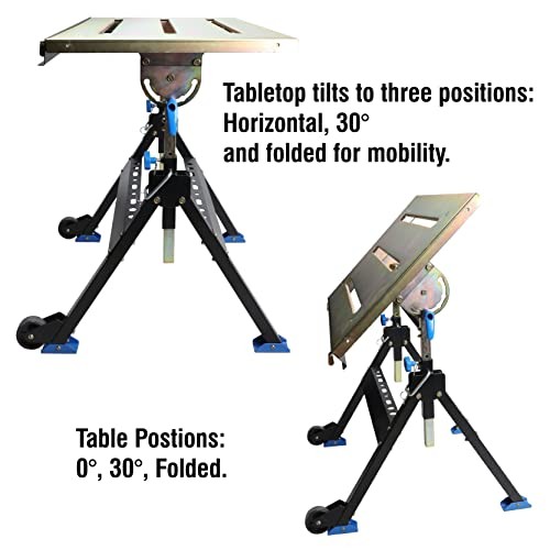 Adjustable Welding with Wheels Portable Steel Stand Workbench 30 in. x Table