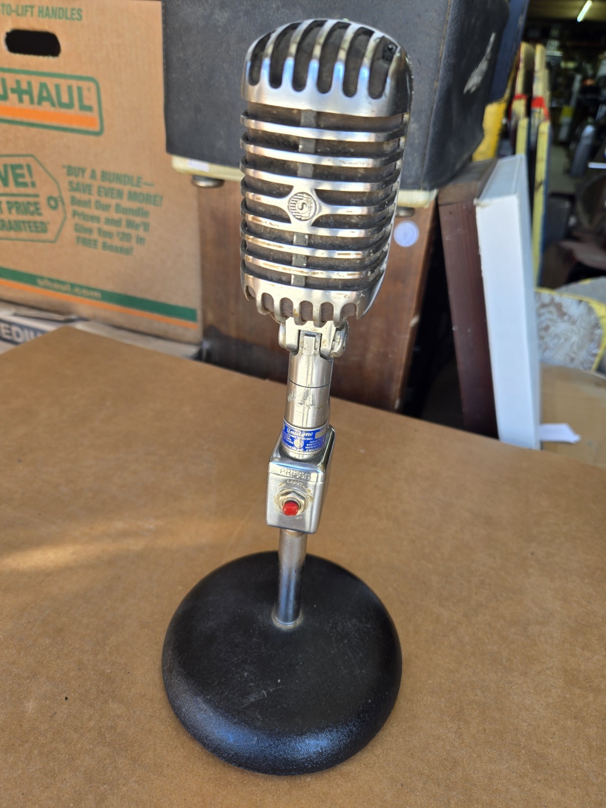 Vintage Shure Model 55S Dynamic Microphone with Unidyne Stand