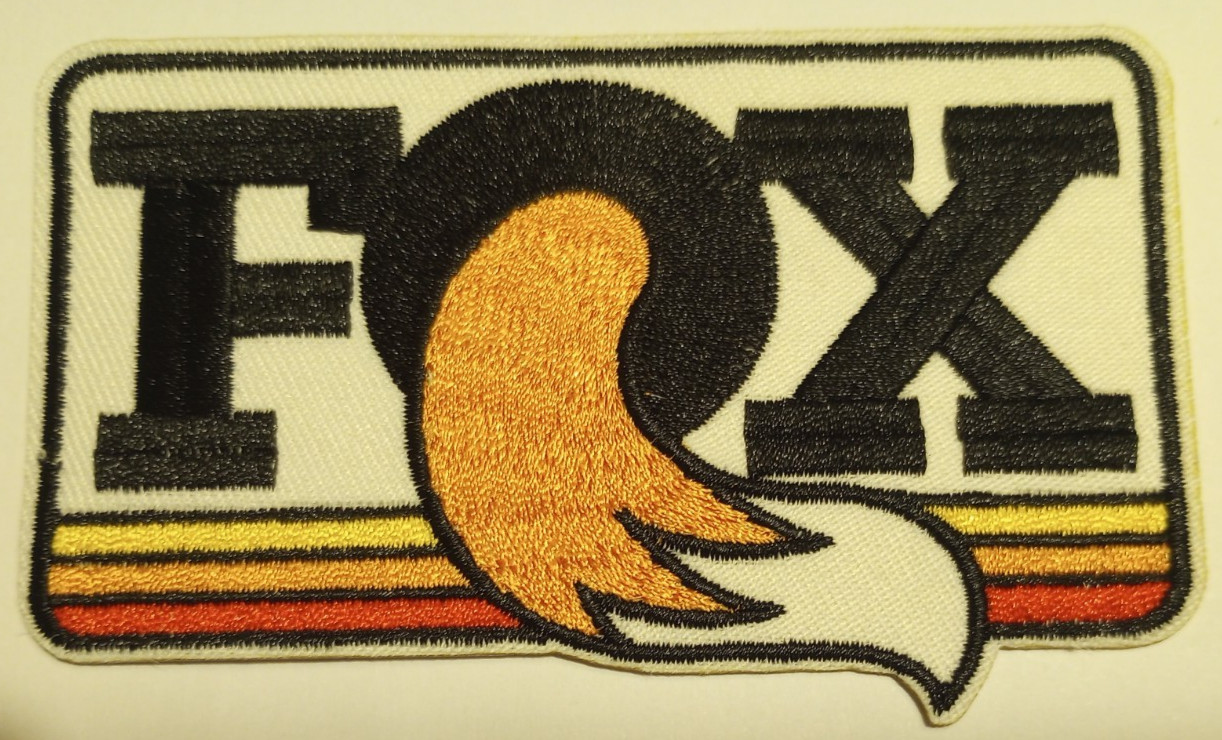 Fox Motocross Patch~Biker~Motorcycle Racing~4" x 2 1/2"~Embroidered~Iron Sew On