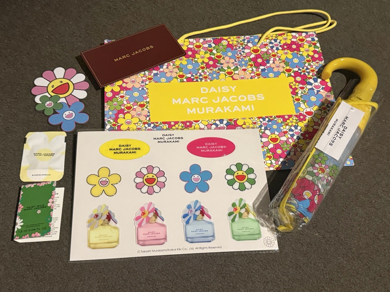 Marc Jacobs Daisy Murakami Umbrella with Paper Bag and Stickers