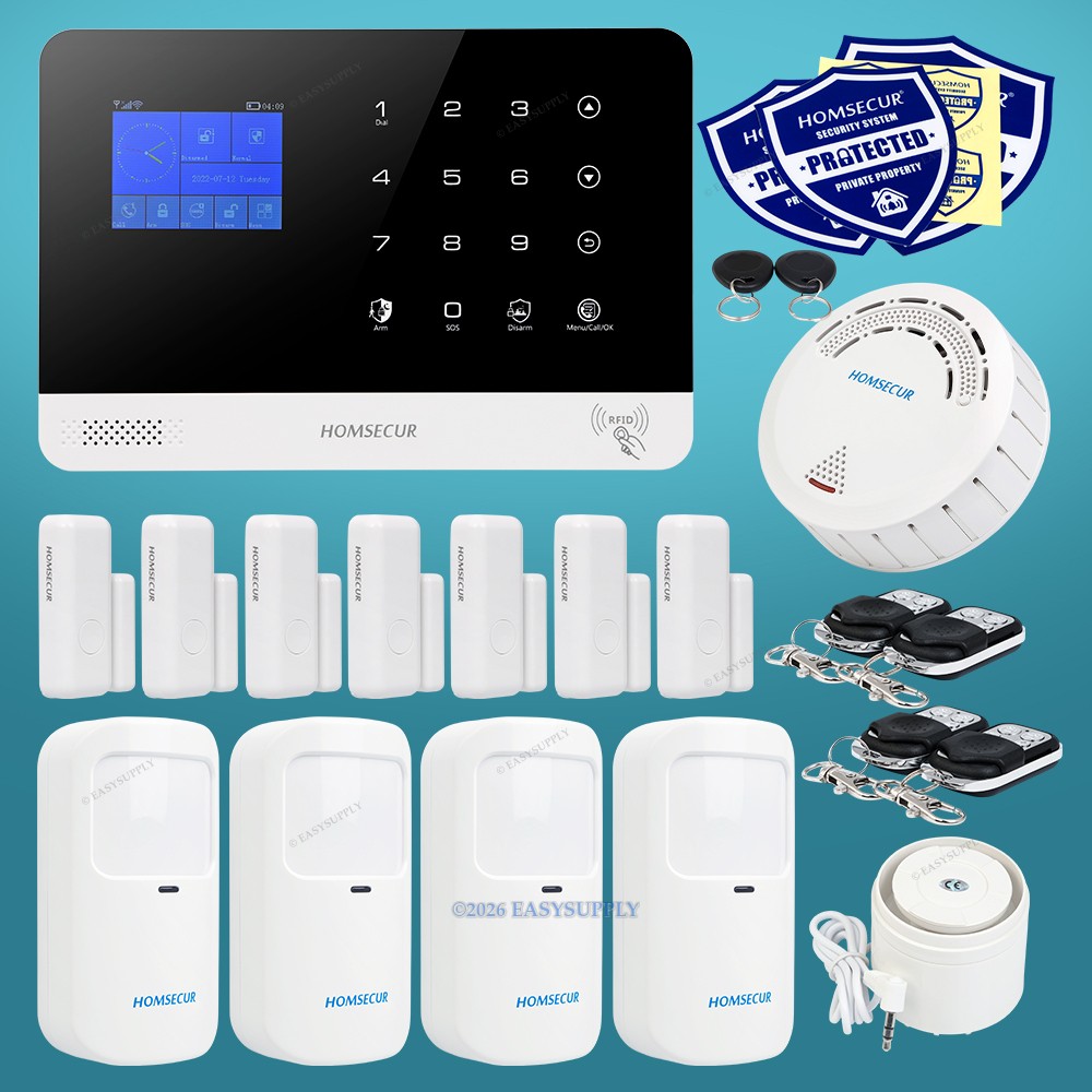 HOMSECUR Wireless WIFI 4G LCD Burglar Intruder Alarm System+4 Pet-Immune PIR