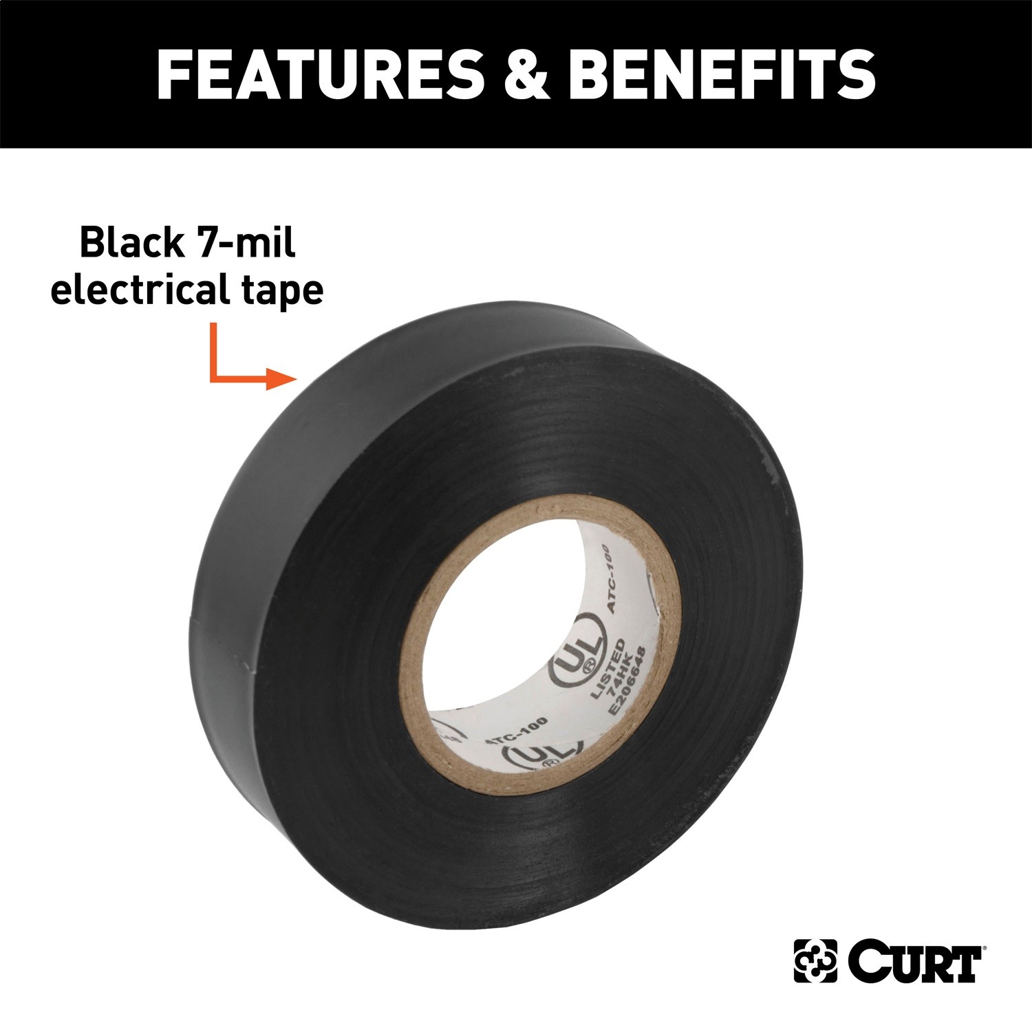 CURT 59740 3/4" Electrical Tape (60' Rolls, 10-Pack)