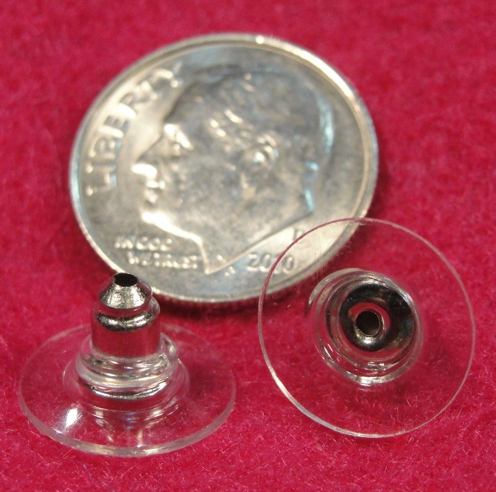 50Pcs. Earring Backs Platinum Acorn Ear Nuts w/ Clear Shield EB02