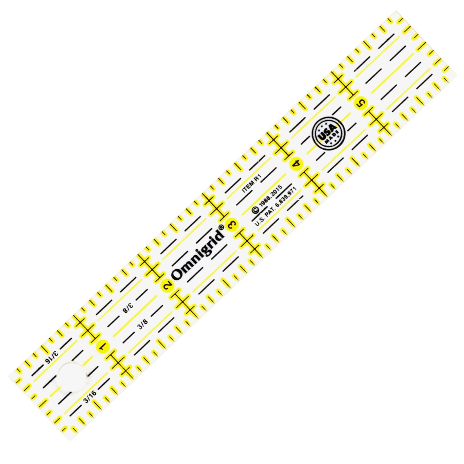 Omnigrid 1 x 6-Inch Ruler, Clear Quilting and Sewing Ruler 1" x 6", Yellow