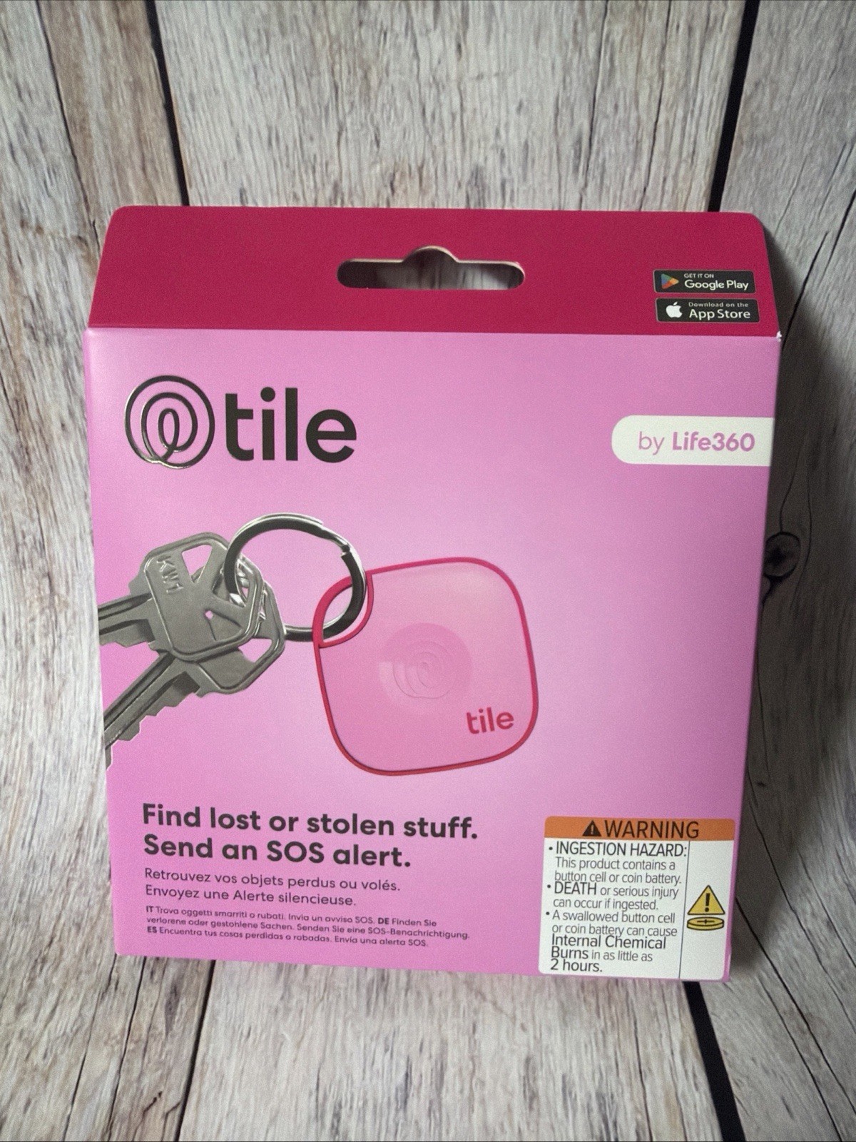 TILE BY LIFE360 TILE MATE BLUETOOTH TRACKER KEYS FINDER PINK BRAND NEW