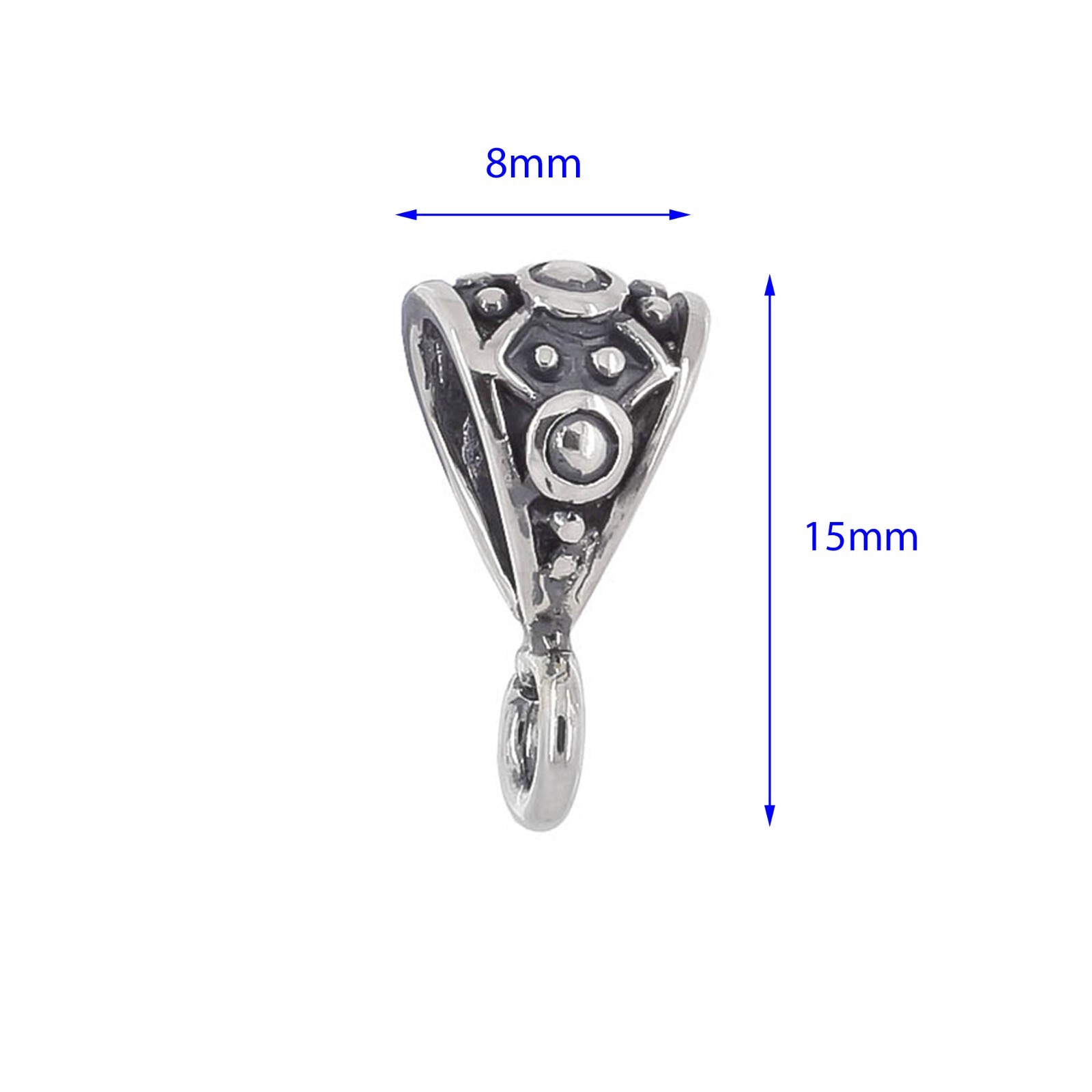 Oxidized Sterling Silver Pendant Clasp Bail Connector with Open Loop #51124