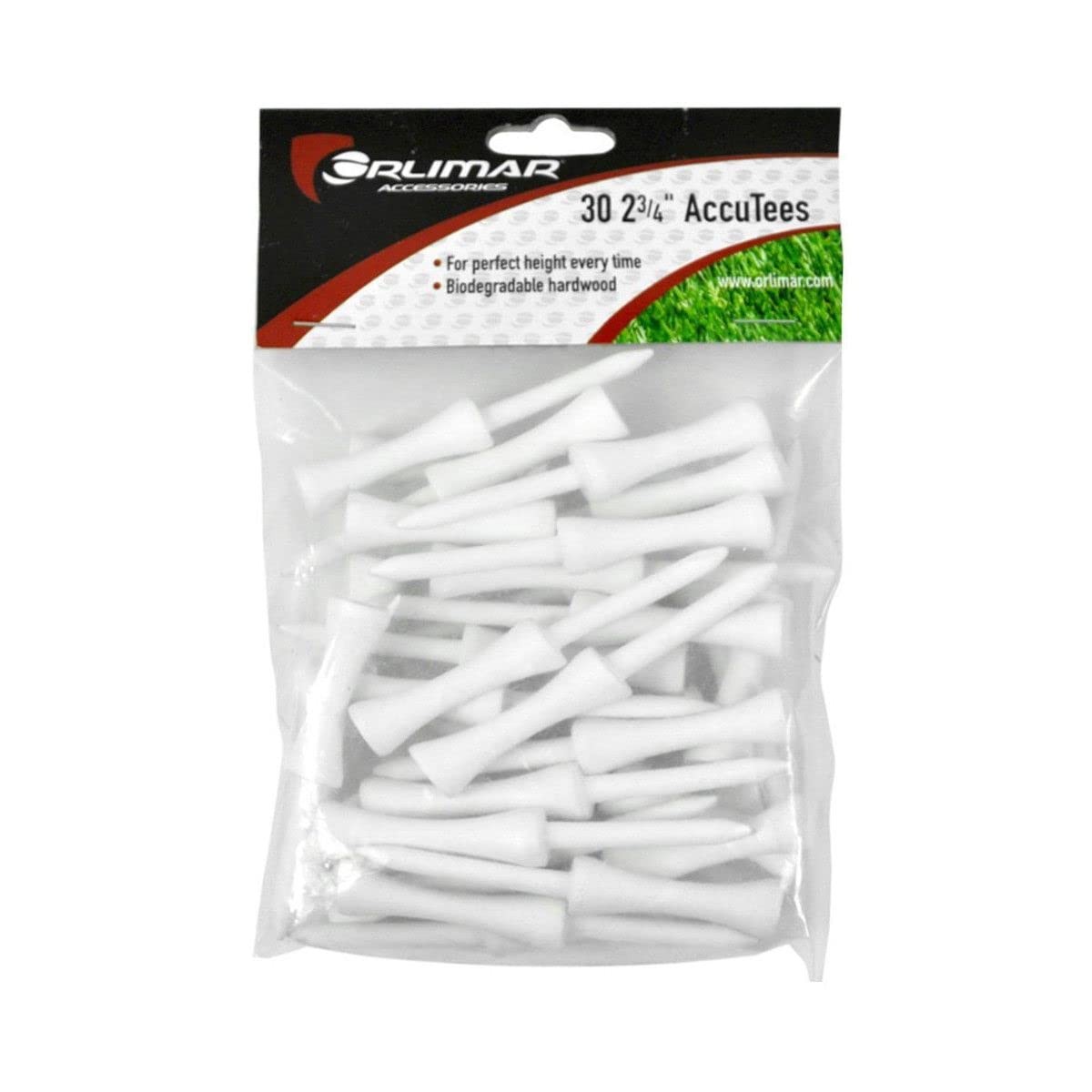 AccuTees 2 3/4 White Step Down Golf Tees 30 Count