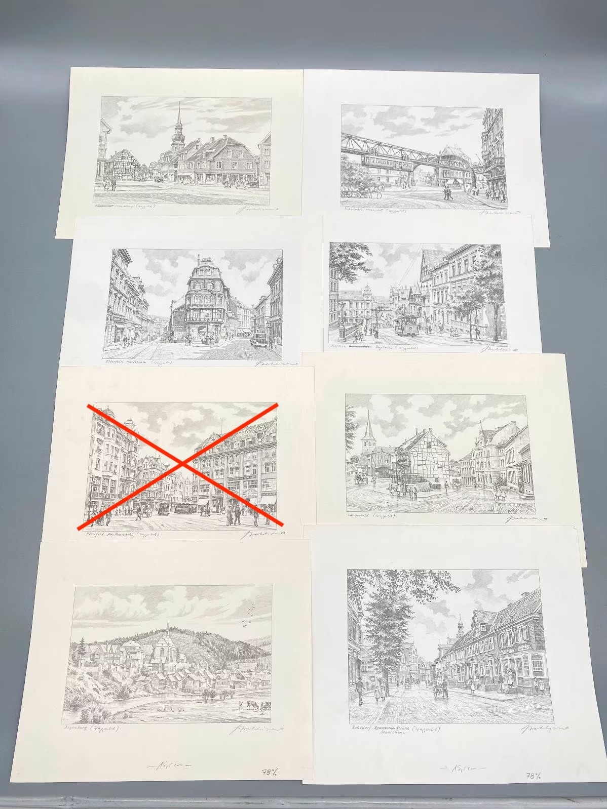* HEINZ WEHLISCH BERLIN ARTIST 7X DRAWINGS WUPPERTAL ORIGINAL AUTOGRAPHED
