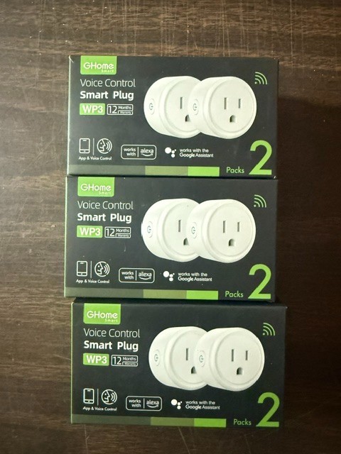 (6) Ghome Voice Control Smart Plug WP3 White 2 Packs New, Alexa and Google Home