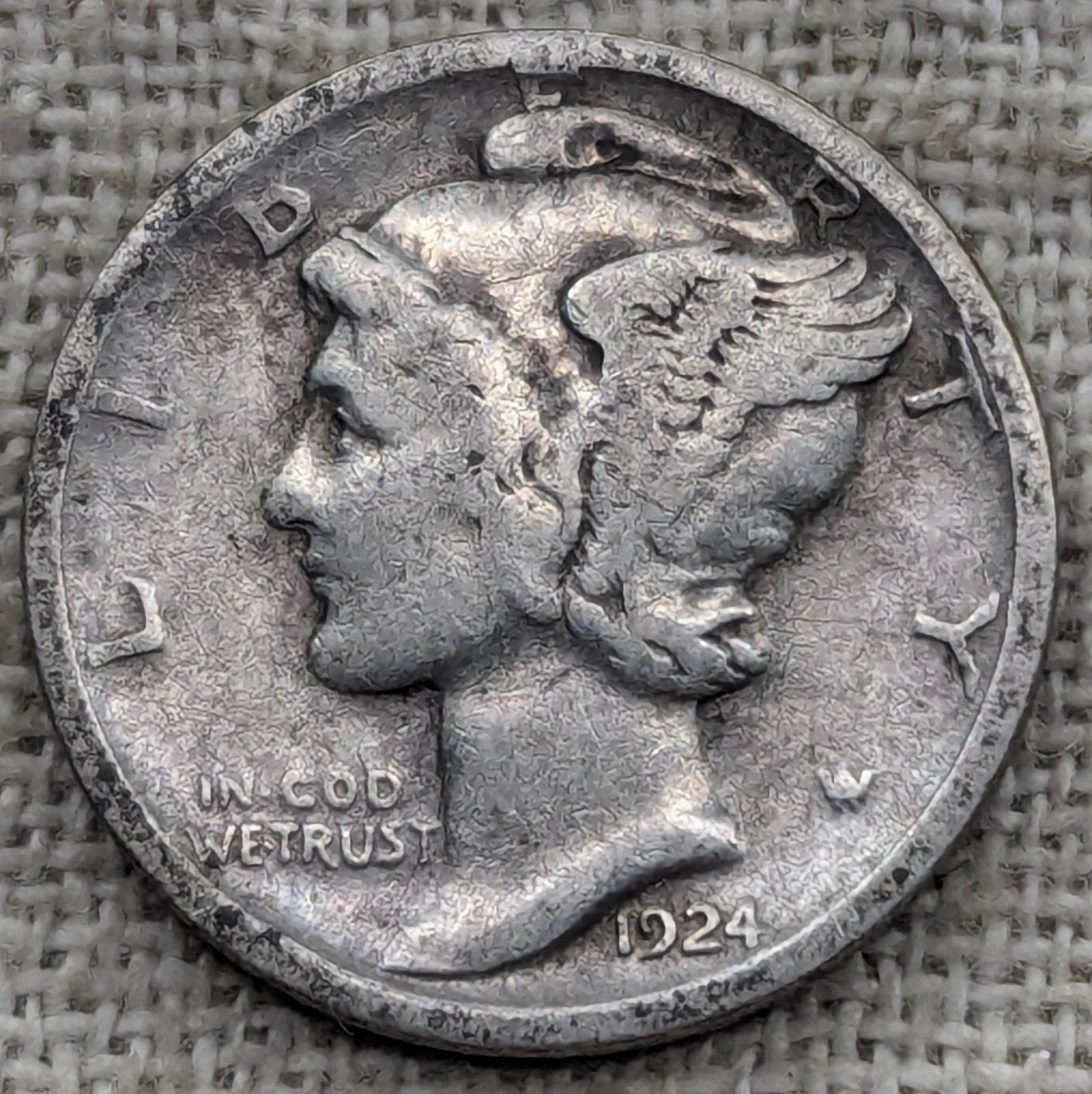 1924 D Mercury Dime VG/Fine : Low Mintage 6.8M (Only 3,500 Left) -.9 Fine Silver