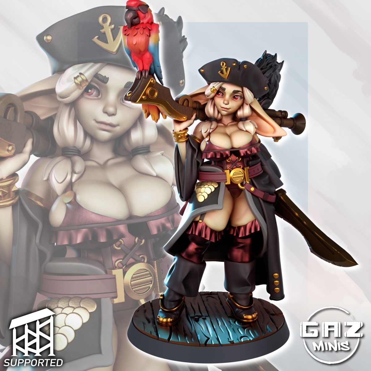 Pirate Goblin Moxie 3D printed miniature - 32mm, 75mm, perfect for wargames