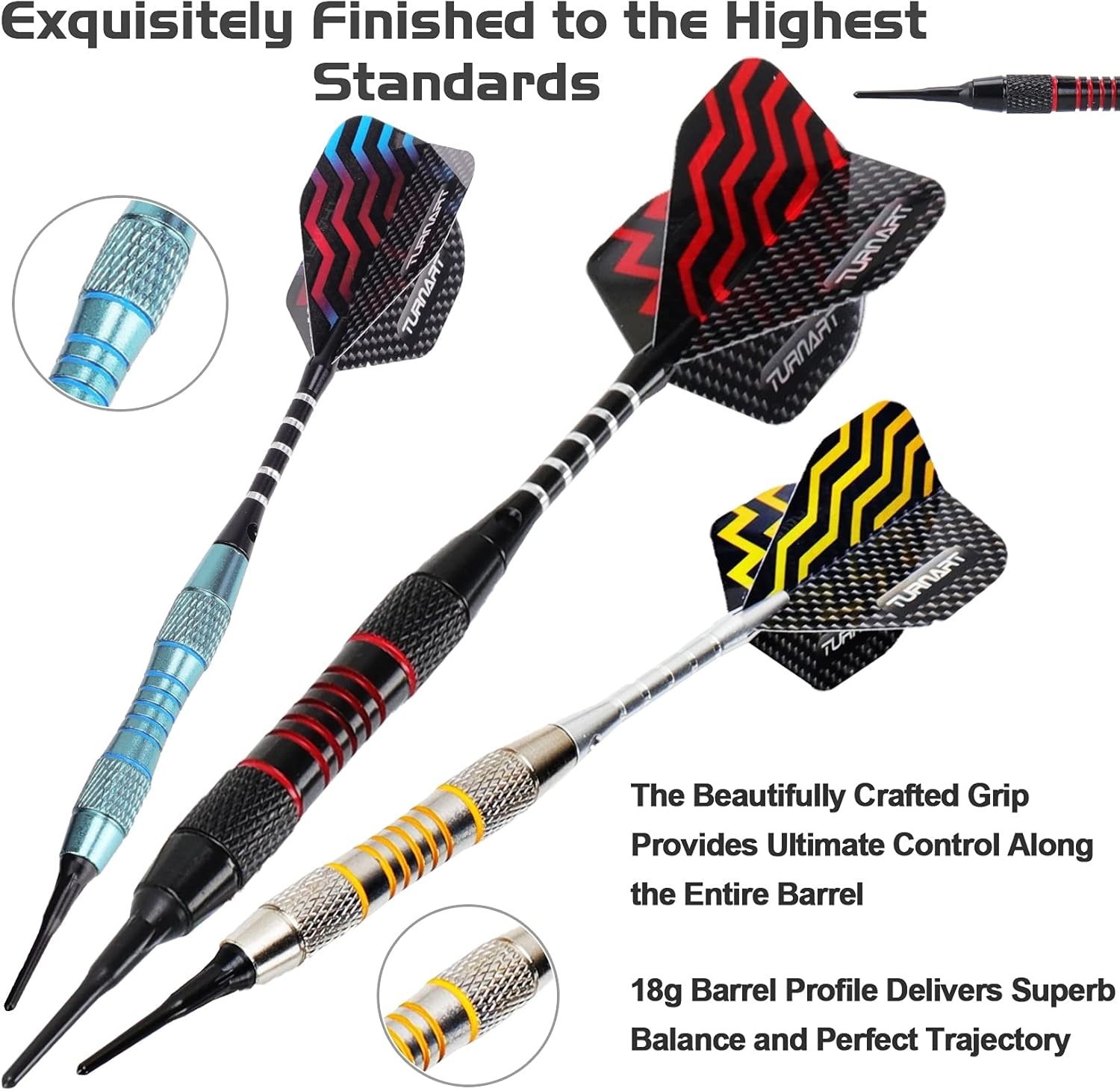 Professional 9 Pcs Soft Tip Dart Set with Unbreakable Shafts & 50 Extra Tips