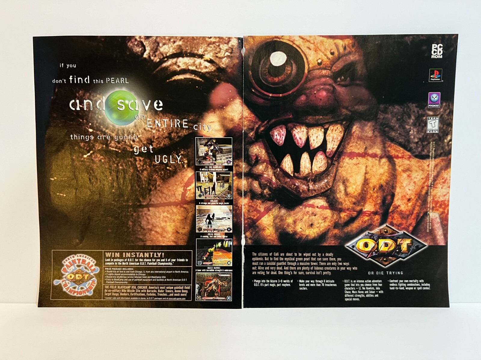 O.D.T. - Or Die Trying - Promotional Magazine Ad - Sony Playstation - PS1