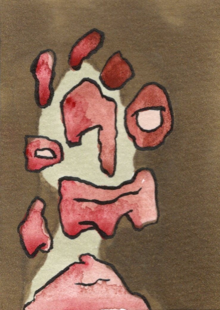 ACEO Original Art - OAXOTYL - surreal expressionism Ooak card : Kiefer Moore