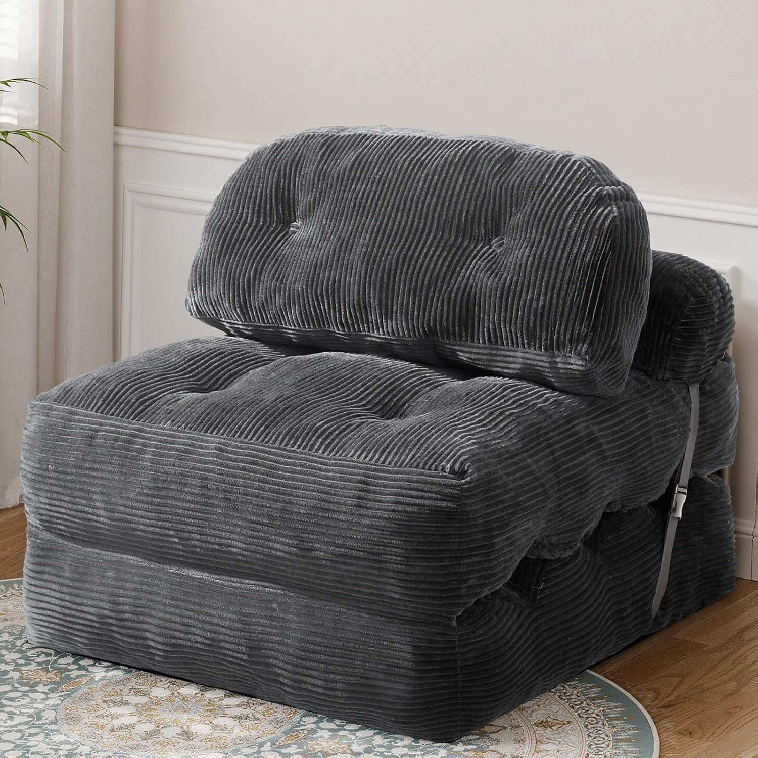 Folding Sofa Bed, Convertible Sleeper Chair with Back Support and Pillow Futon,B