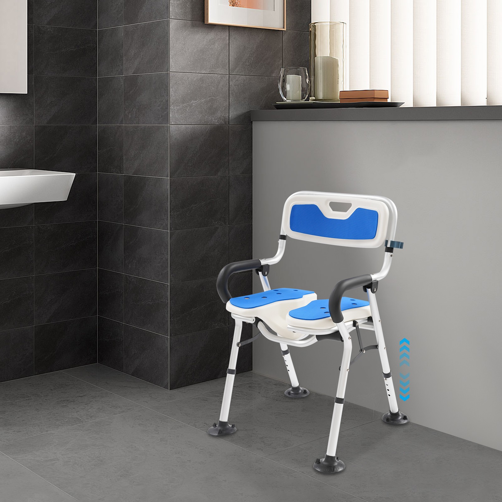 U-Shape Foldable Shower Chair – Heavy Duty & Adjustable for Comfort