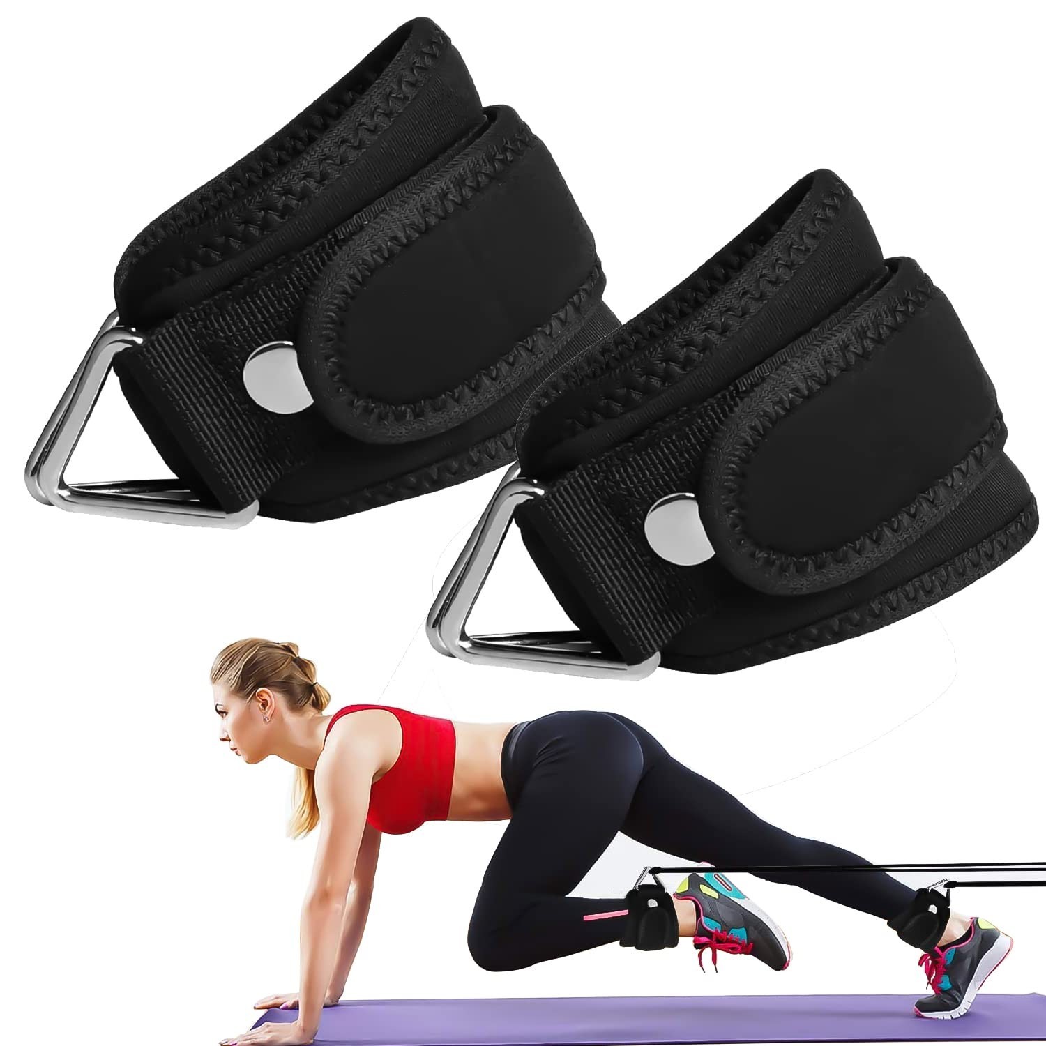 Ankle Straps for Cable Machine, 1 Pair Women Adjustable Padded Ankle Cuffs At...