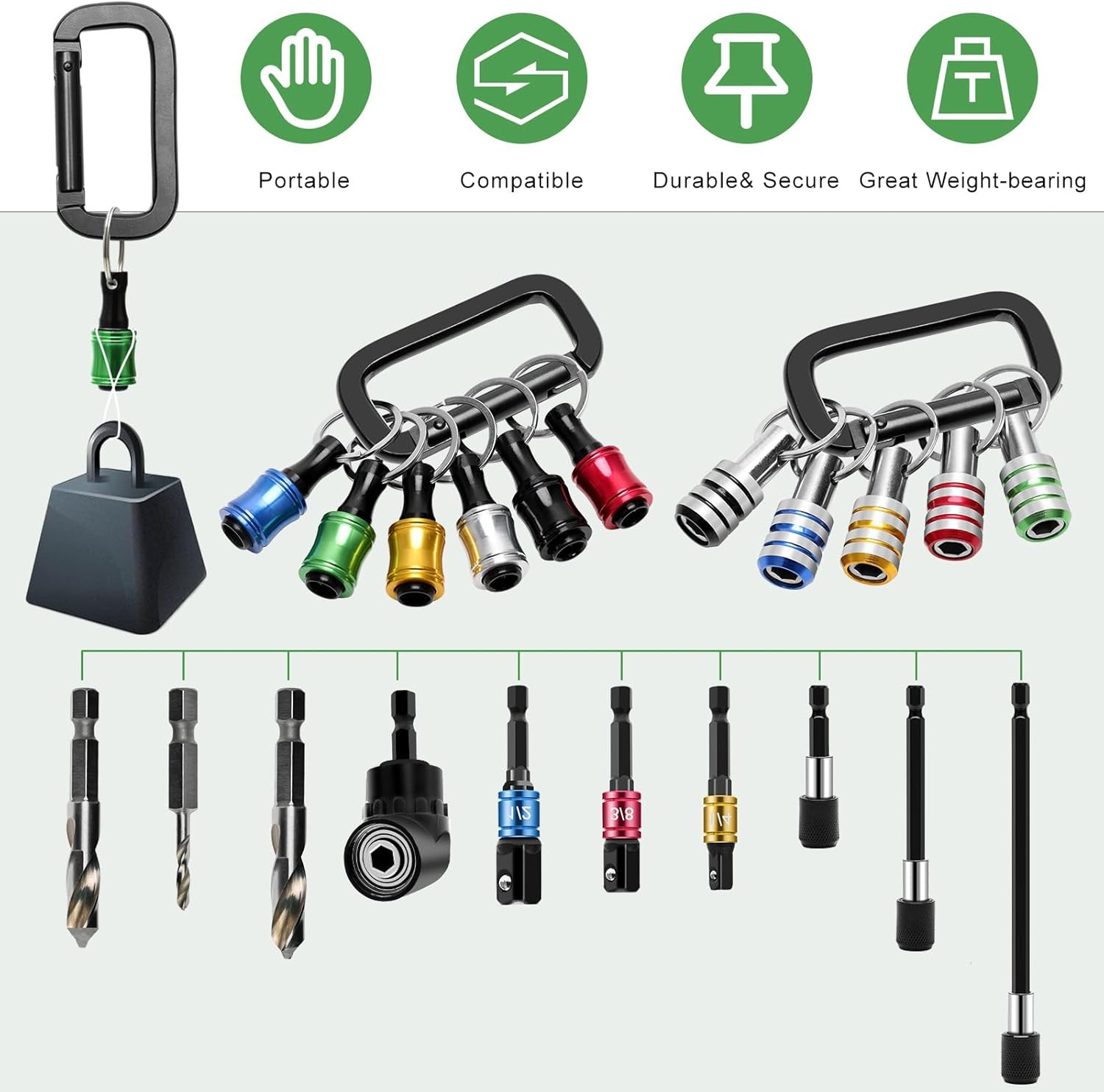 20x 1/4" Hex Shank Drill Bit Holder Keychain Impact Drill Sockets Adapter Driver