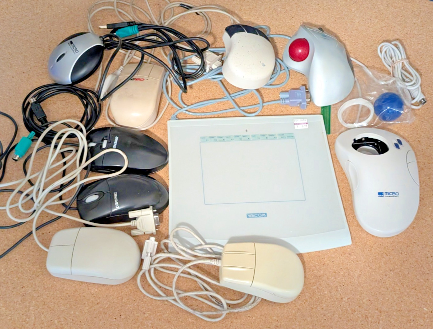 Lot Vtg Computer Mice Peripherals Serial PS/2 Trackball Wacom *PARTS/REPAIR*
