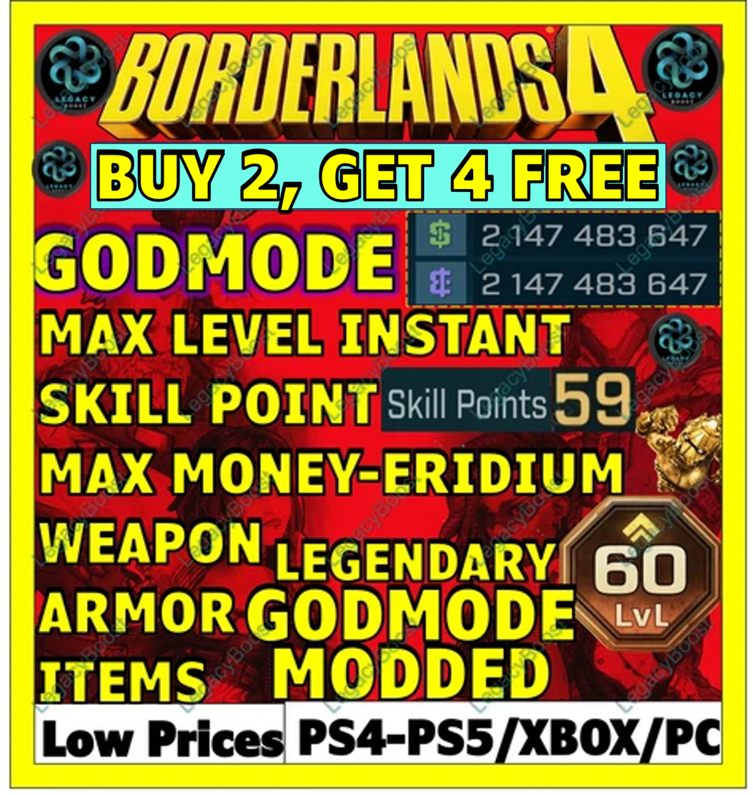 🔥BORDERLANDS 4✨WEAPONS & GEAR, ITEMS MODDED ✴️ GODMODE ✅PC-PS-XBOX✨LEVEL MAX