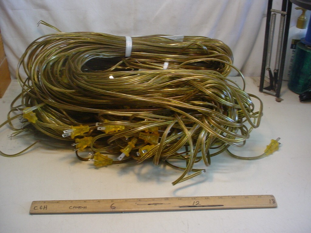 Gold Lamp Cords, 12 Foot Long Replacement Repair Part, 18/2 SPT-2 -5pcs