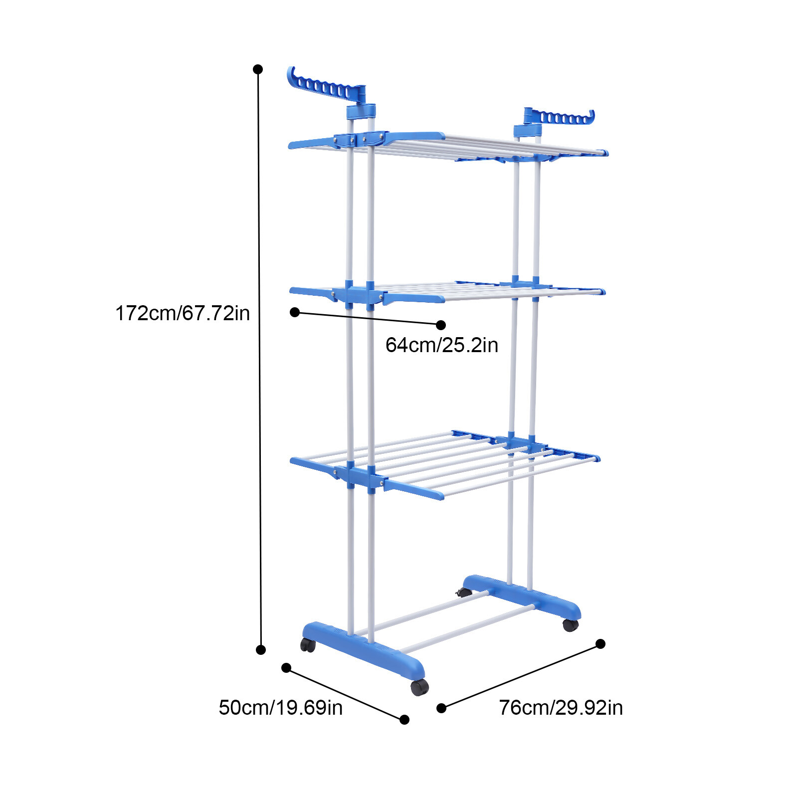 Heavy Duty Laundry Clothes Drying Rack Foldable Garment Rolling Dryer Hanger