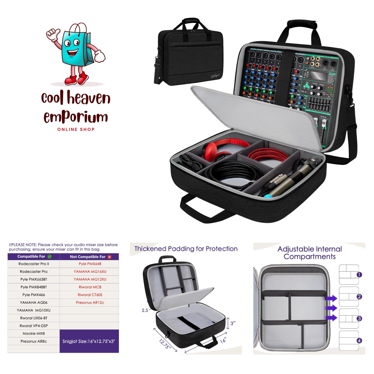 Lightweight DJ Mixer Bag with 10mm Padding | Perfect for RODECaster Pro & More