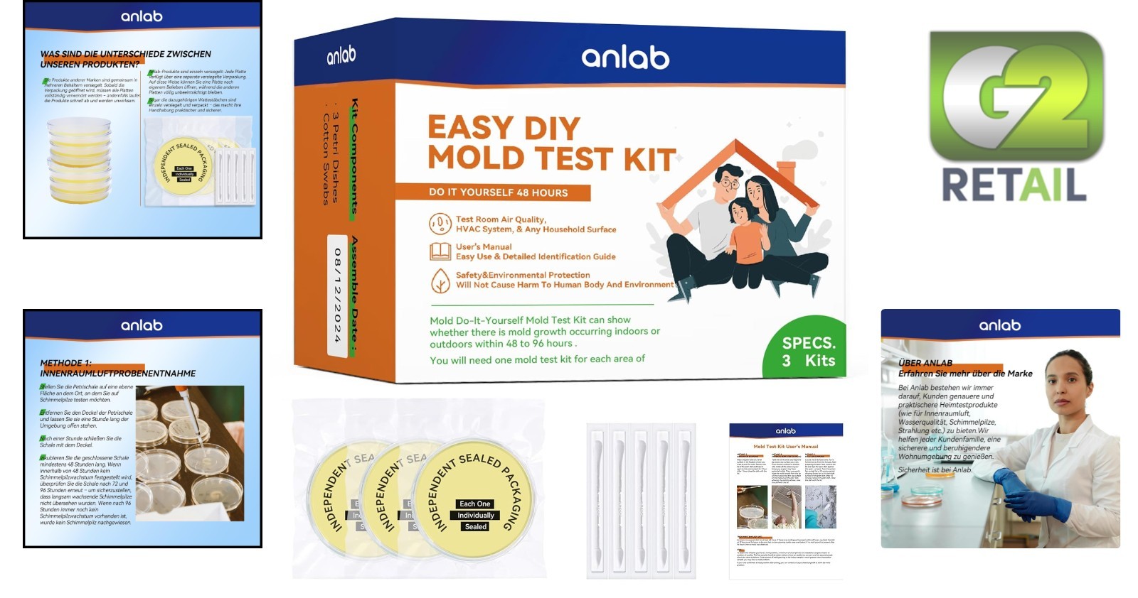 Indoor Air Quality and Surface Mold Testing Kit - Quick & Accurate Results