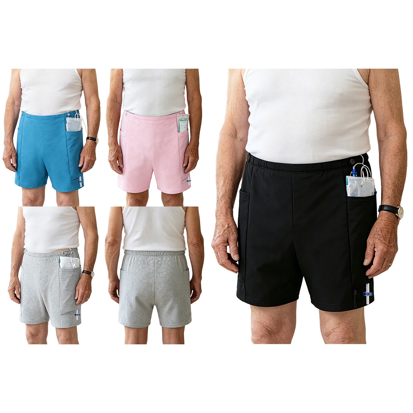 Mens Women Nephrostomy Shorts Urine Drainage Bag Underwear Patients Special Need