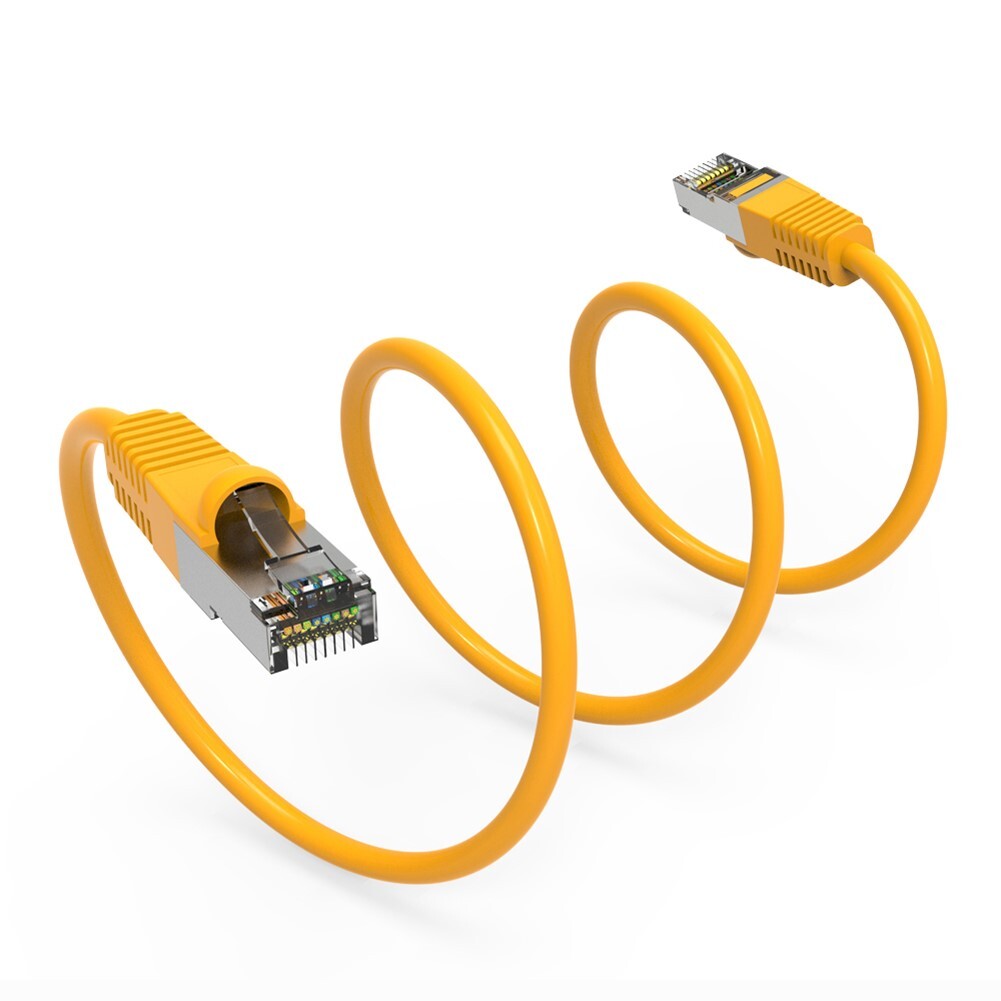 0.5FT Cat5E RJ45 Ethernet LAN Network FTP Shielded Patch Cable Copper Yellow