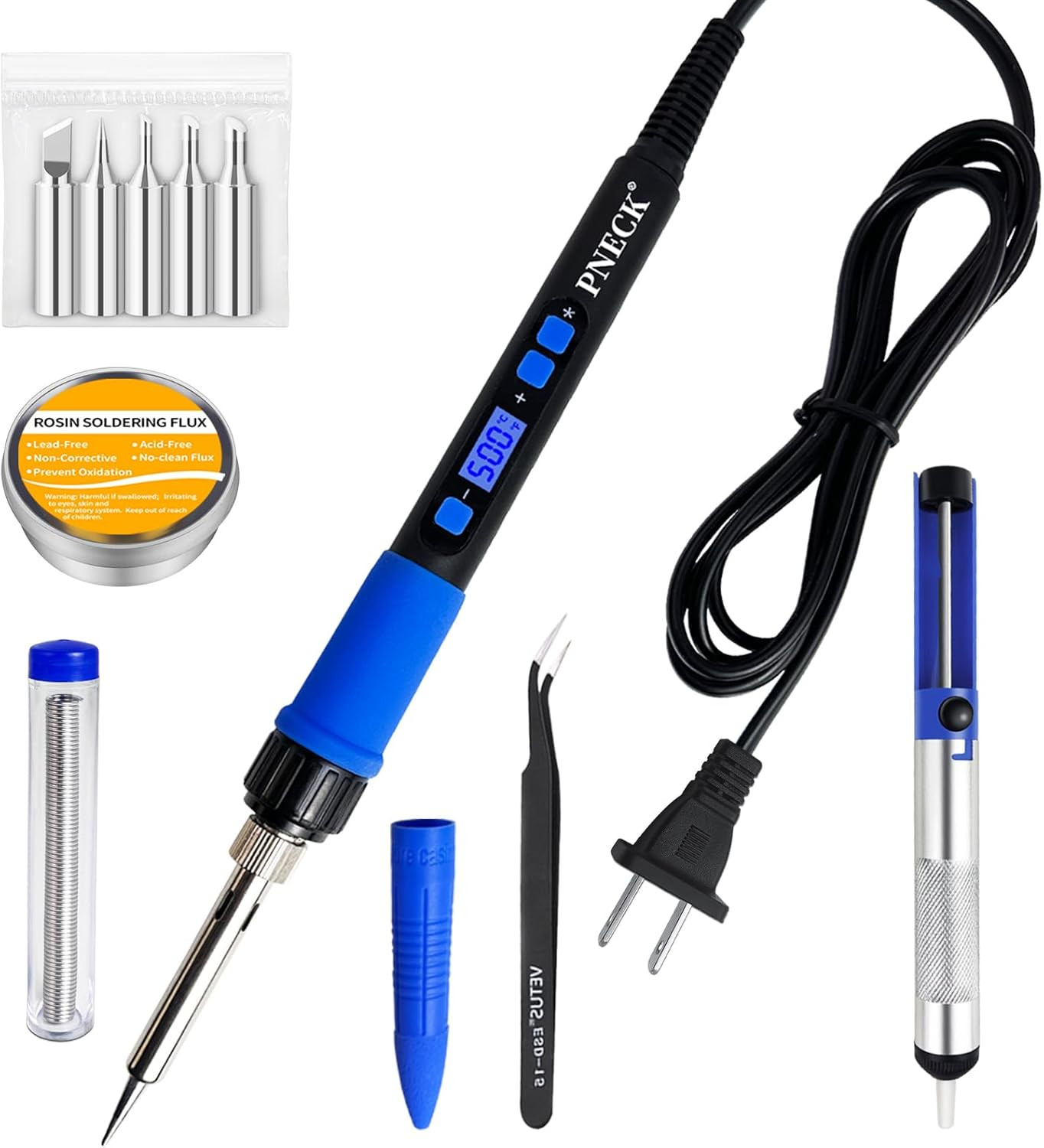 Soldering Iron Kit, 80W, LCD Display, Adjustable Temperature 356°F -932°F，Blue