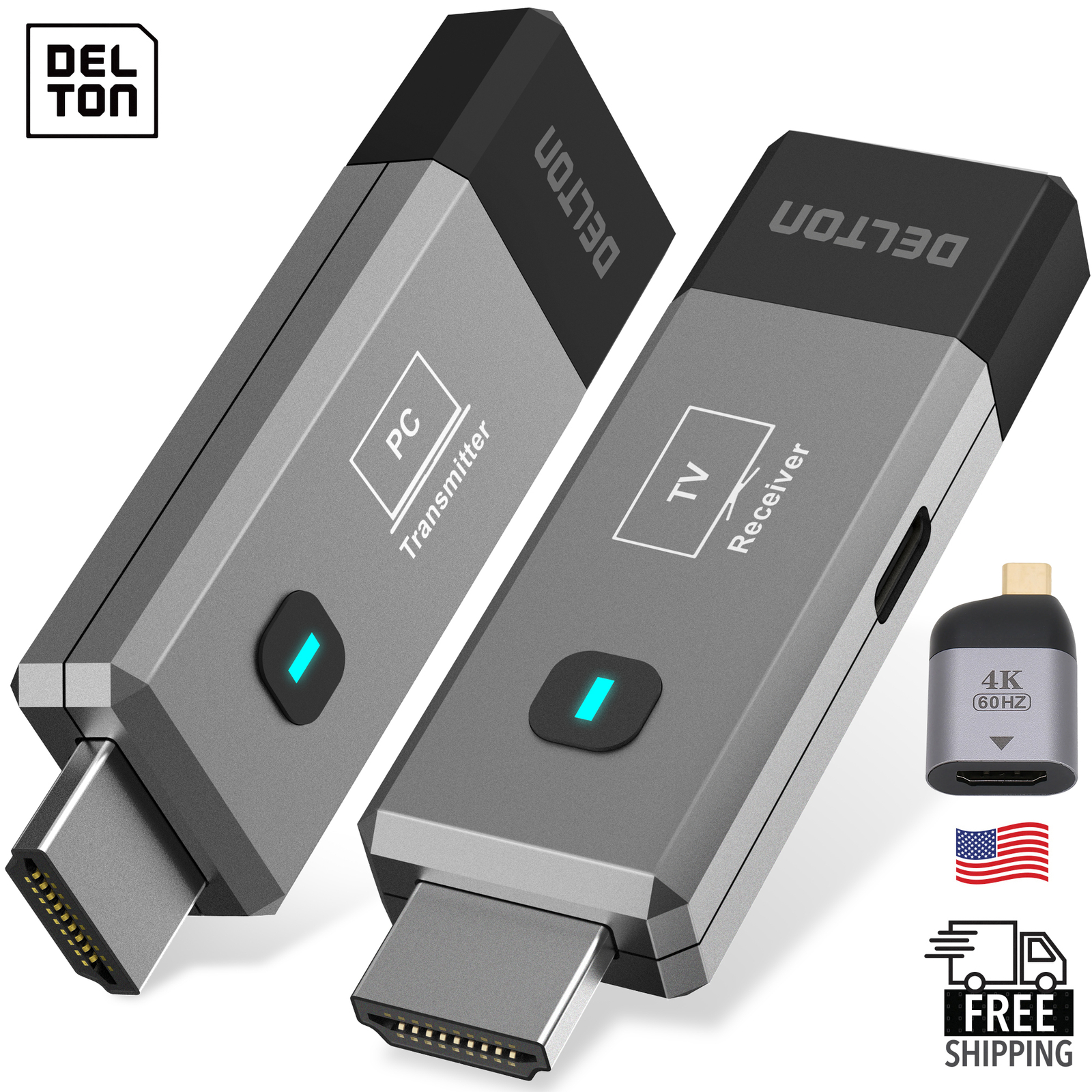 Delton M12 1080P HD Wireless Transmitter and Receiver, Black