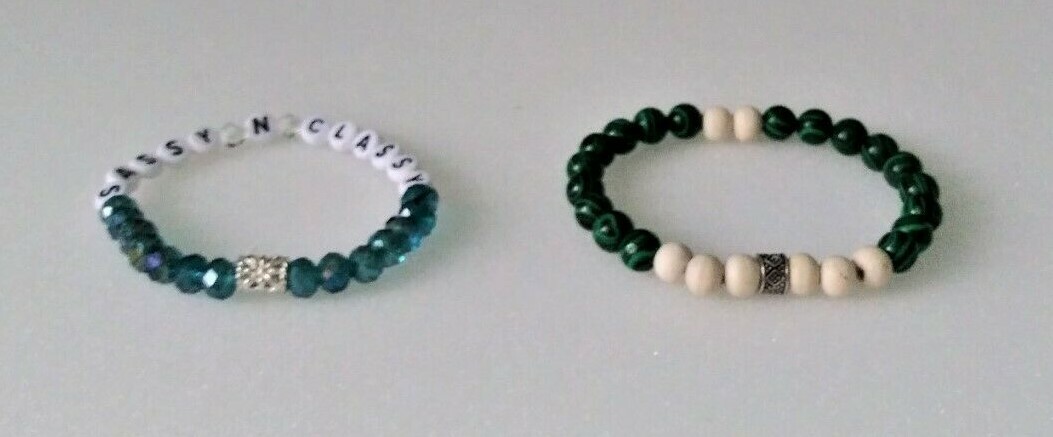 Two Minimalist Beaded Bracelets-Sassy N Classy -Stretchy-Handmade and Unique
