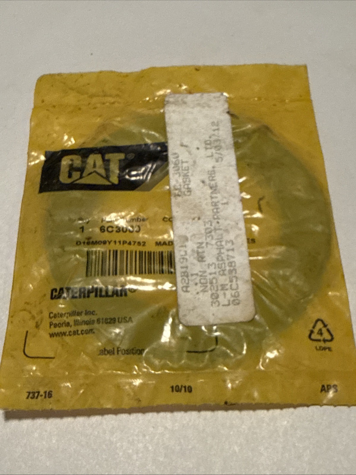 6C3060  Genuine OEM  CAT  GASKET   Caterpillar   6C-3060