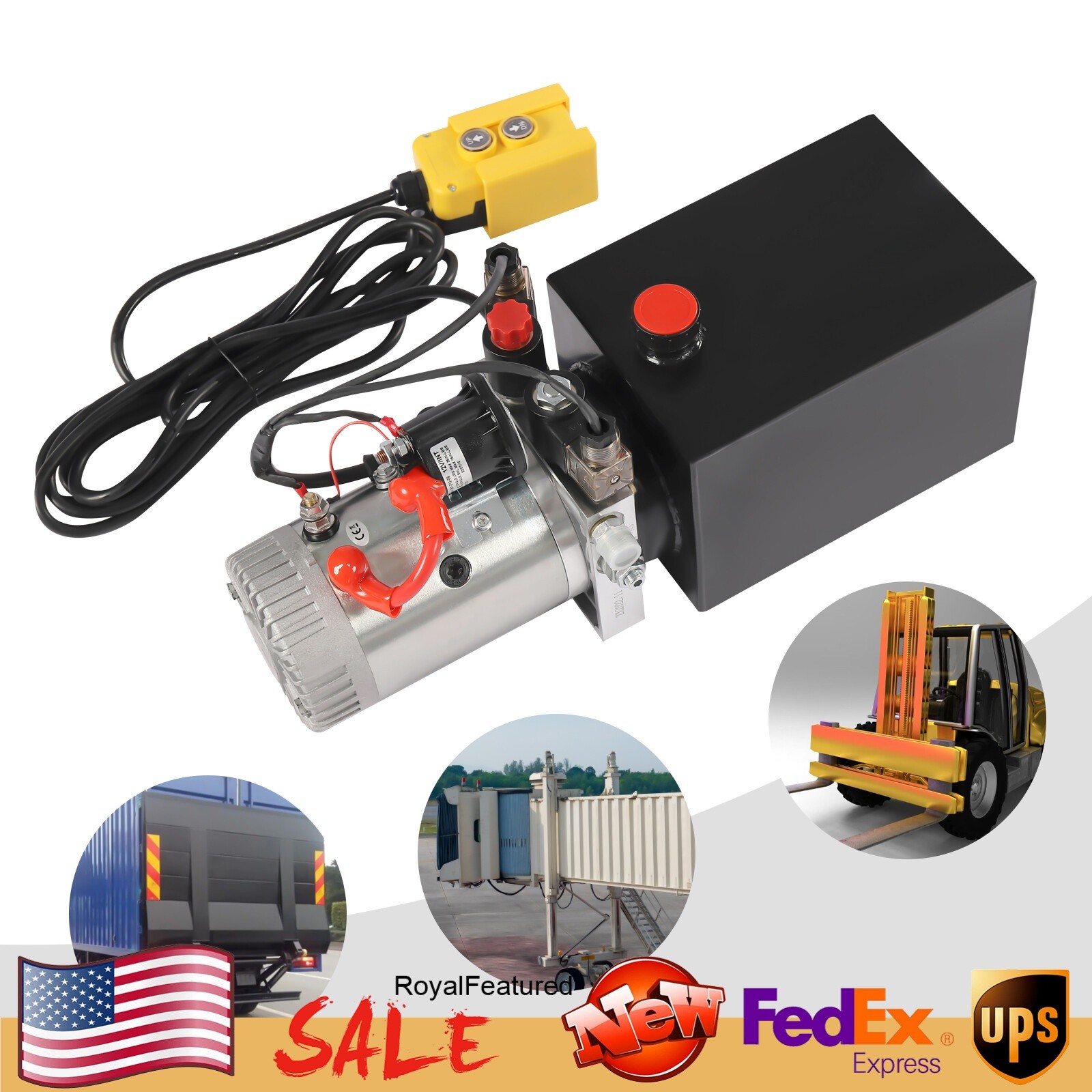 12V 3kW Double-Acting Hydraulic Electric Pump 8Qt 16MPa With 4.5m Remote