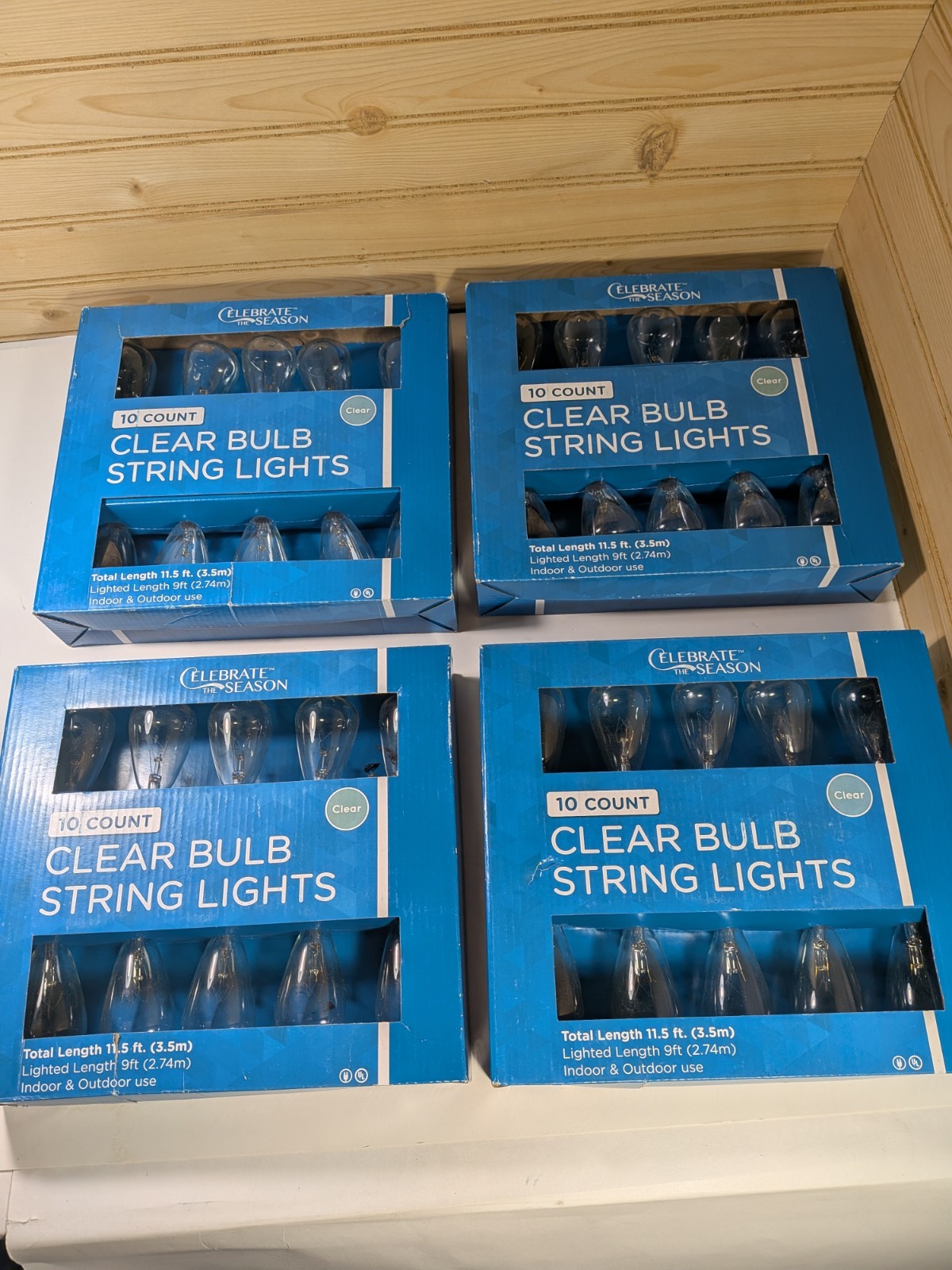 Celebrate The Season Clear Bulb Christmas Lights.  4 Box Lot. 11.5' Each Box