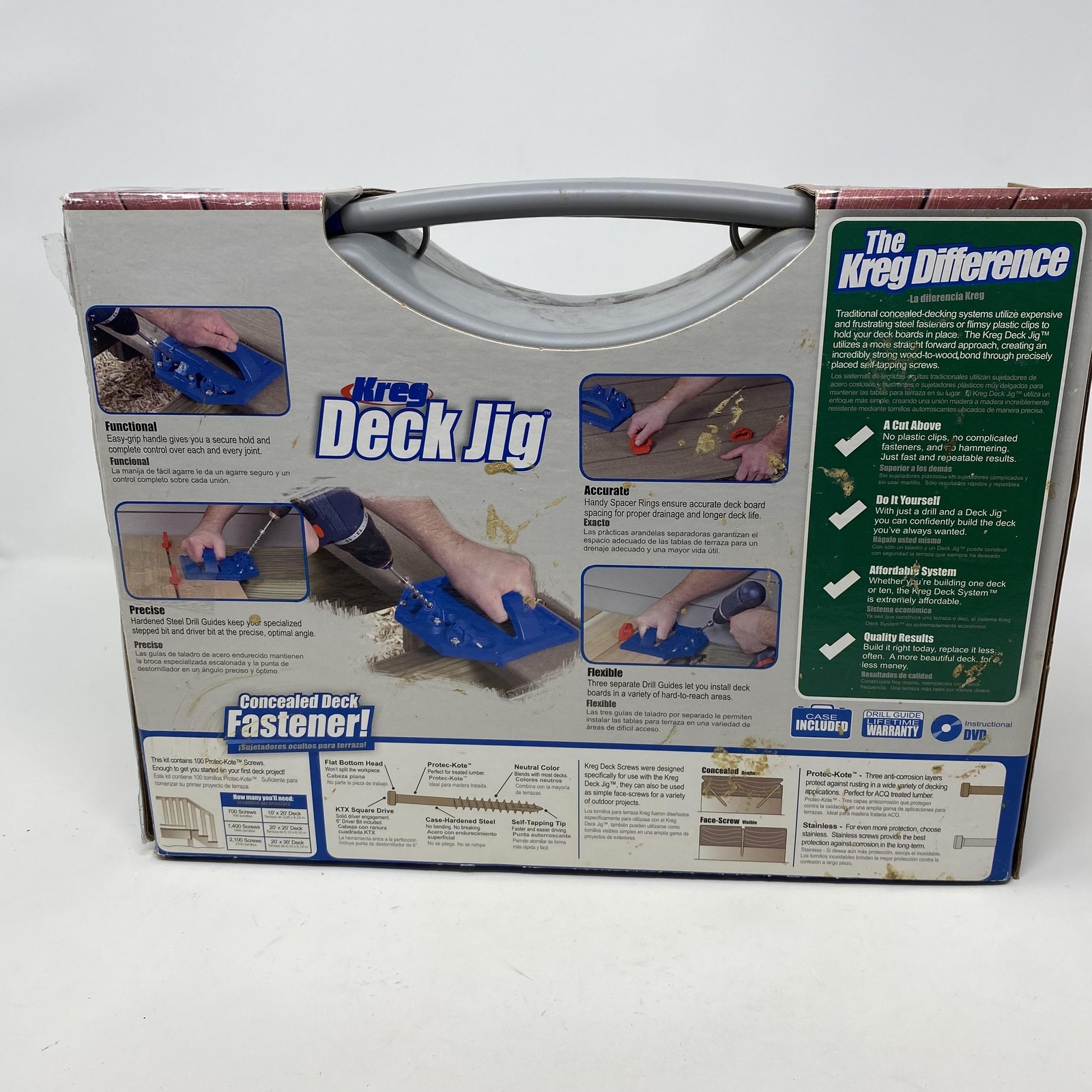 Kreg Deck Jig Concealed Fastening System Kit Blue Plastic Case Decking Tools USA