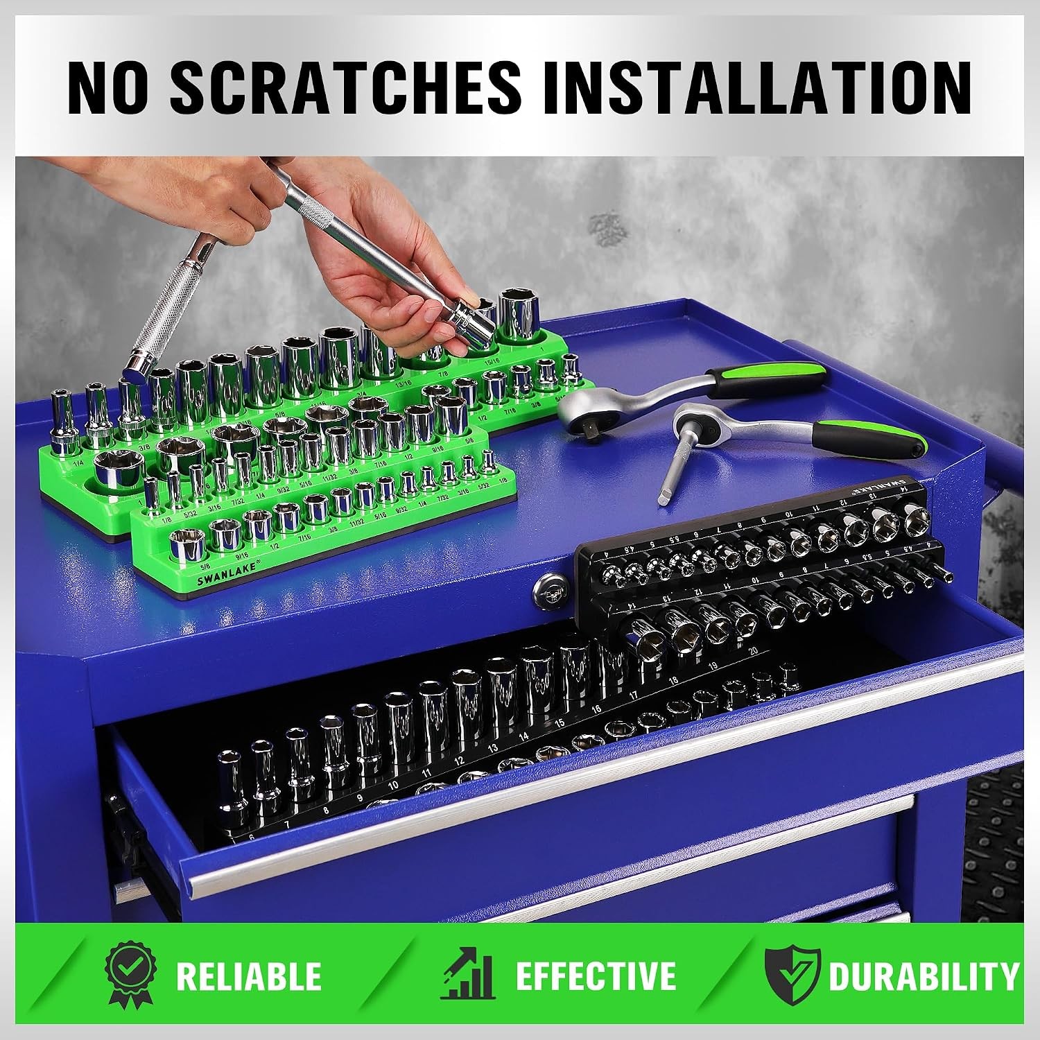 4-Piece Magnetic Socket Organizer Set, Metric SAE