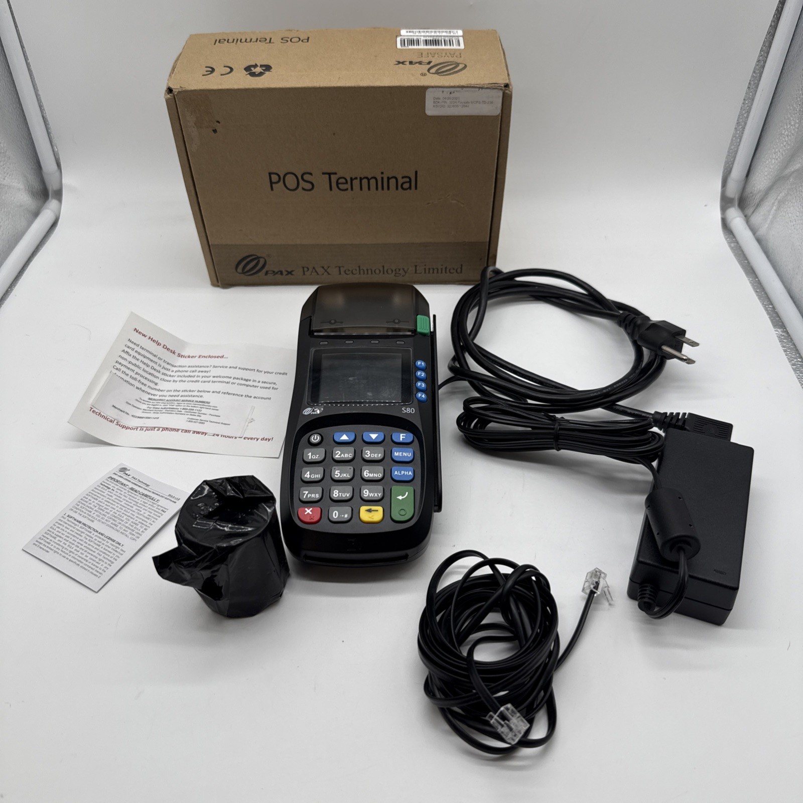Used Pax S80 Credit Card Terminal with Power Cord Reset - Invalid IC Card- Works