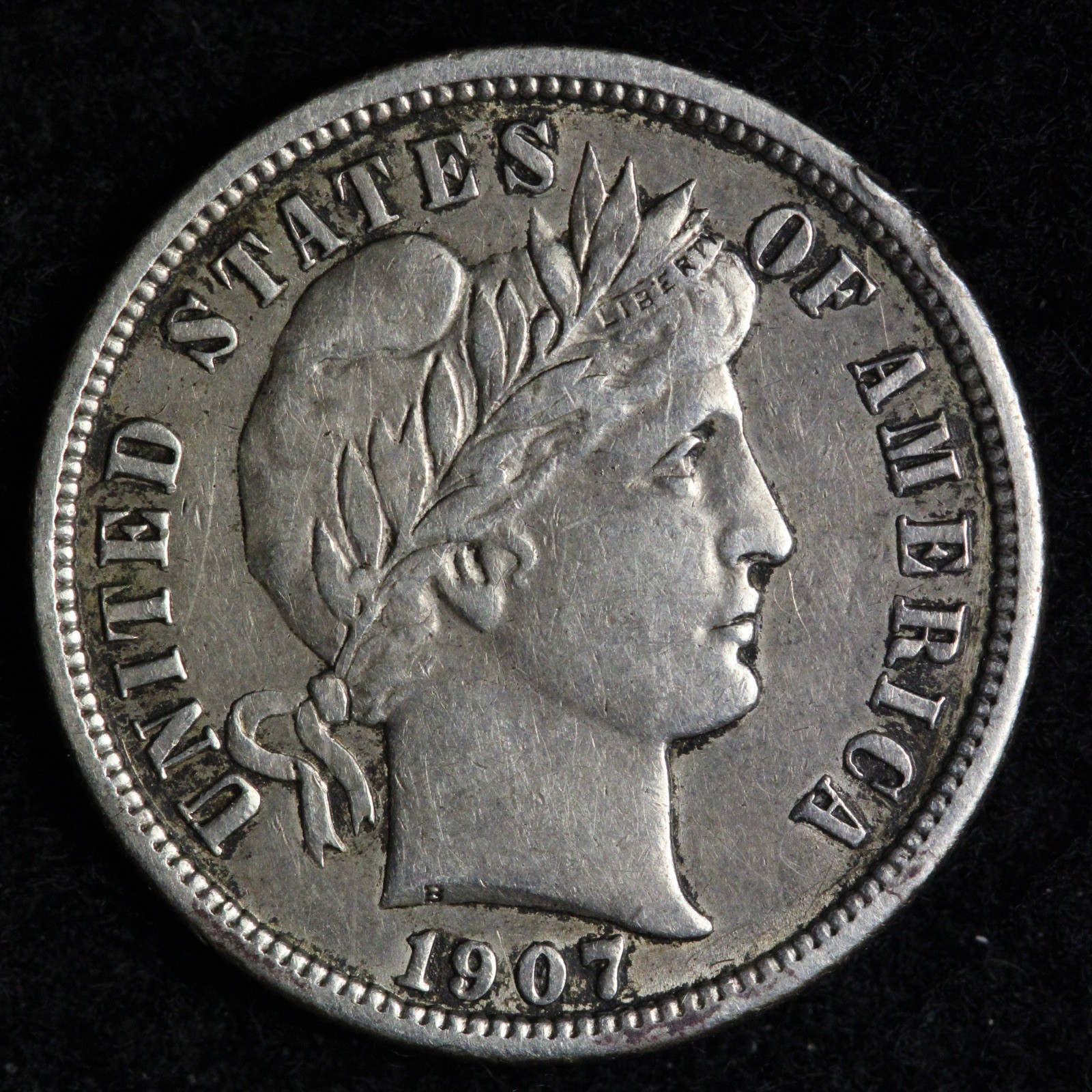 1907 Barber Silver Dime XF+ E299 TWCN