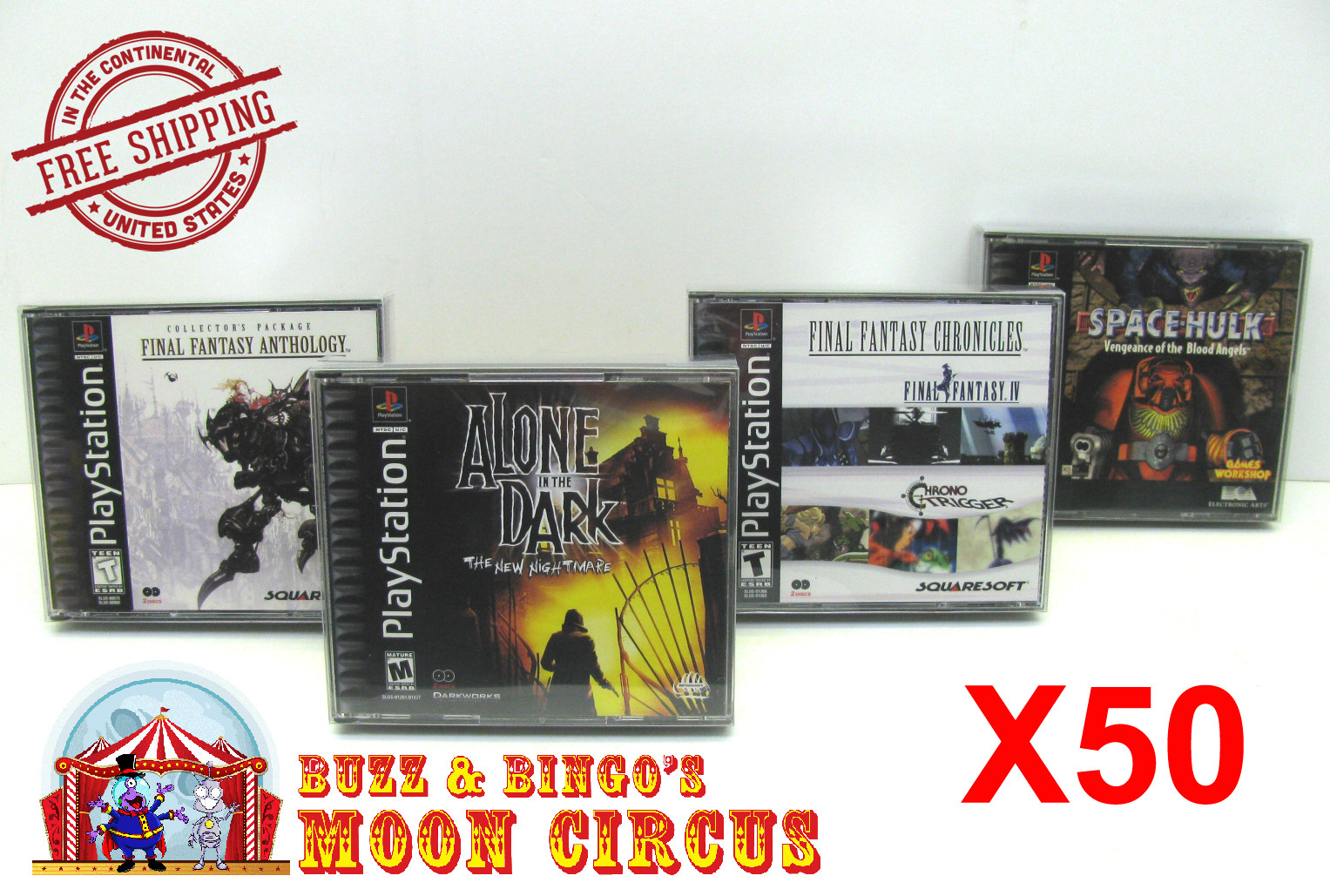 50x SONY PLAYSTATION ONE PS1 CIB DOUBLE CD - CLEAR PROTECTIVE BOX PROTECTOR CASE